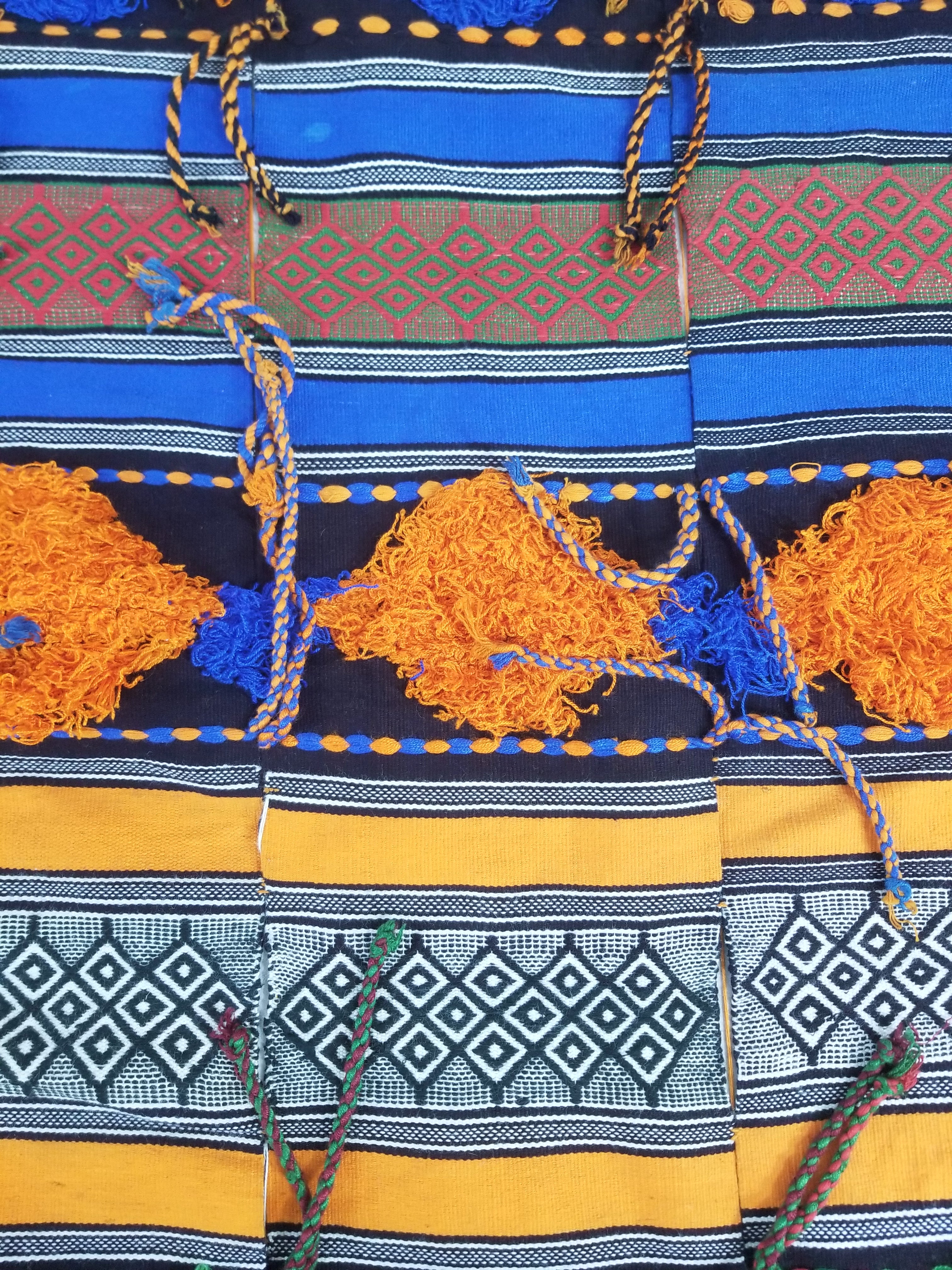 Vintage African Handwoven Tufted Embellishment Fulani Khasa Blanket 192x182cm