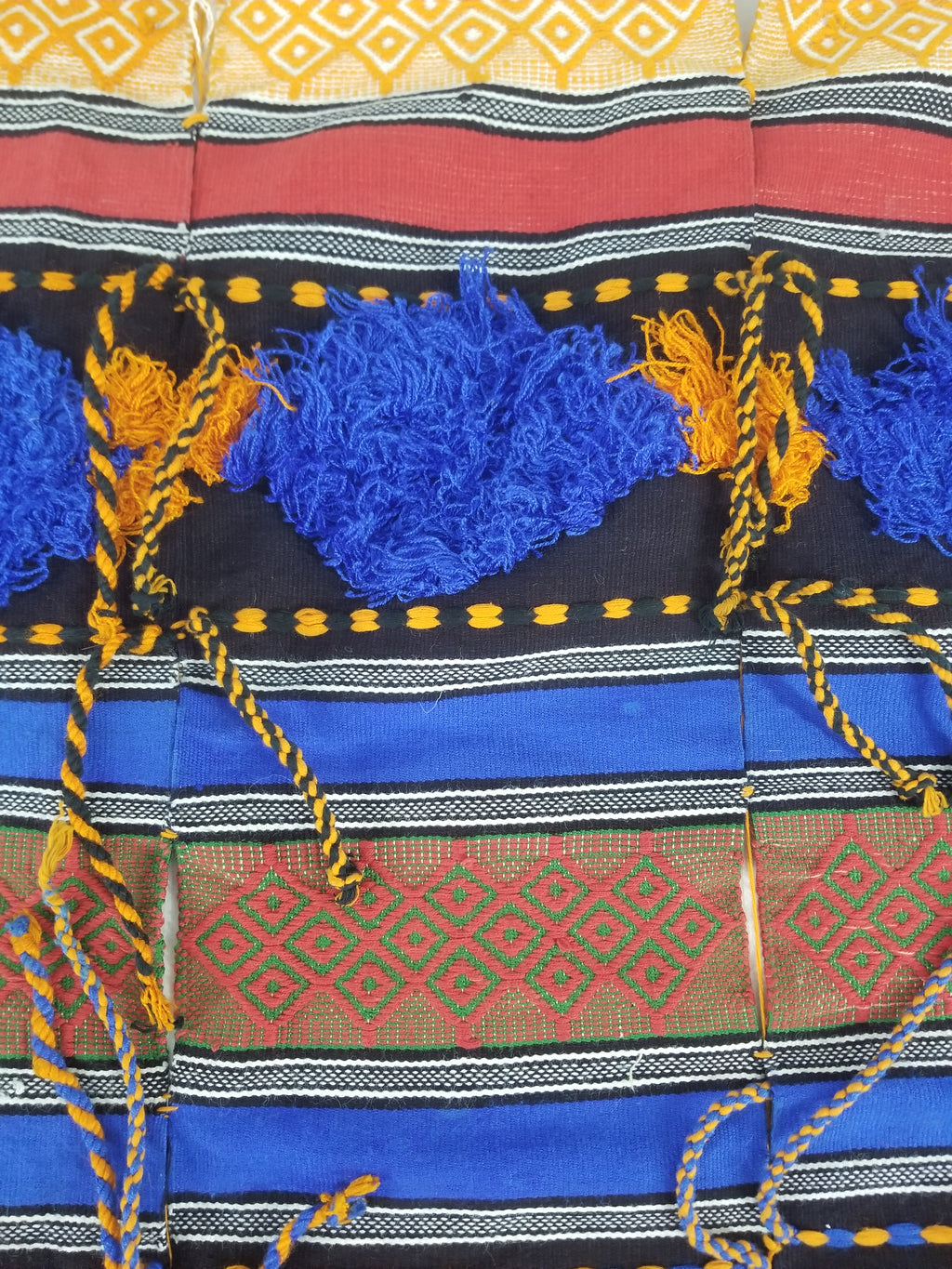 Vintage African Handwoven Tufted Embellishment Fulani Khasa Blanket 192x182cm