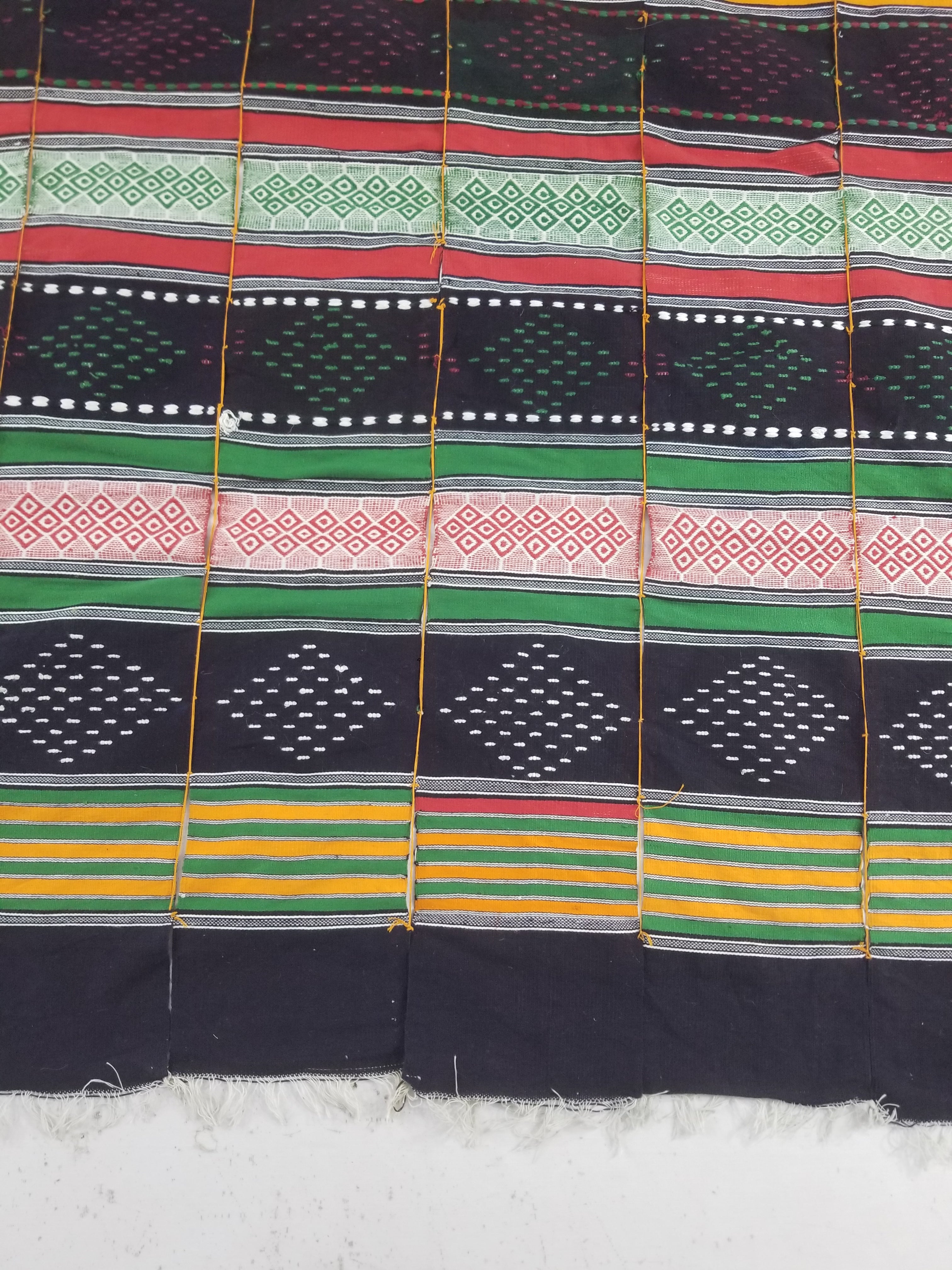 Vintage African Handwoven Tufted Embellishment Fulani Khasa Blanket 192x182cm