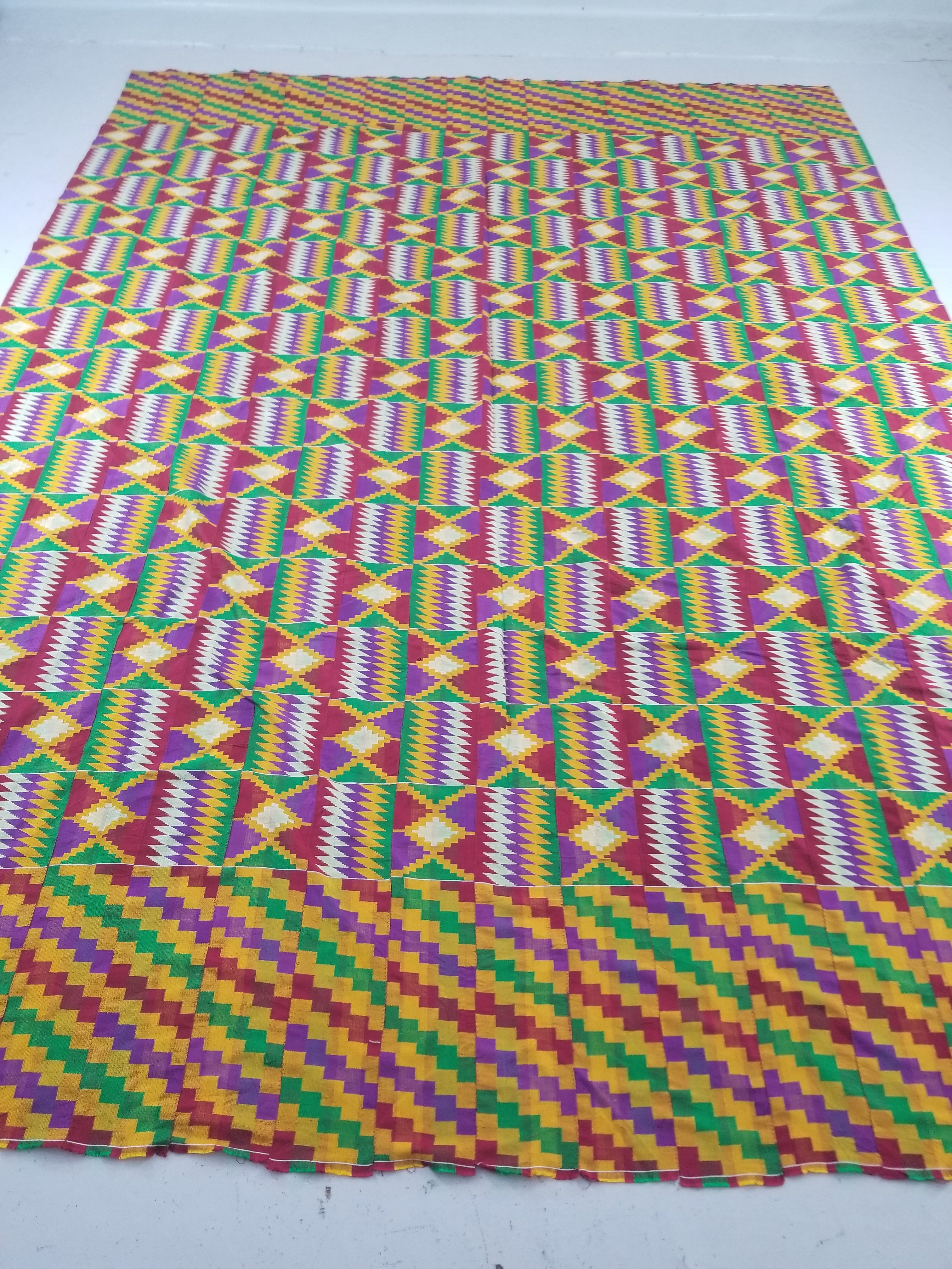 Vintage Ghana Kente Cloth Handwoven Textile Throw 316x127cm