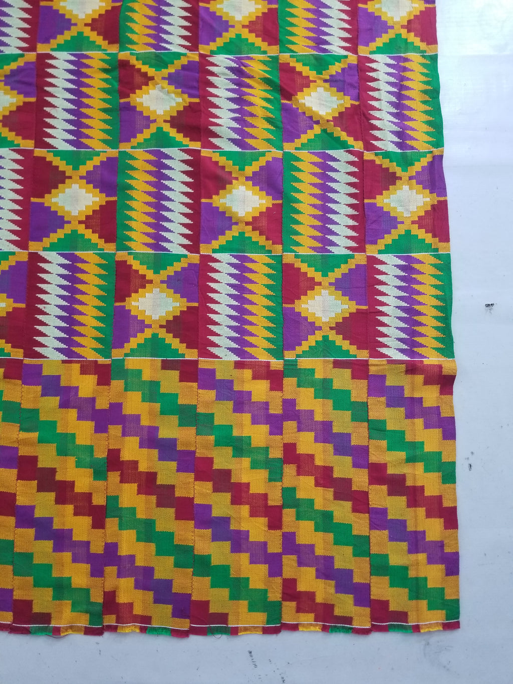 Vintage Ghana Kente Cloth Handwoven Textile Throw 316x127cm