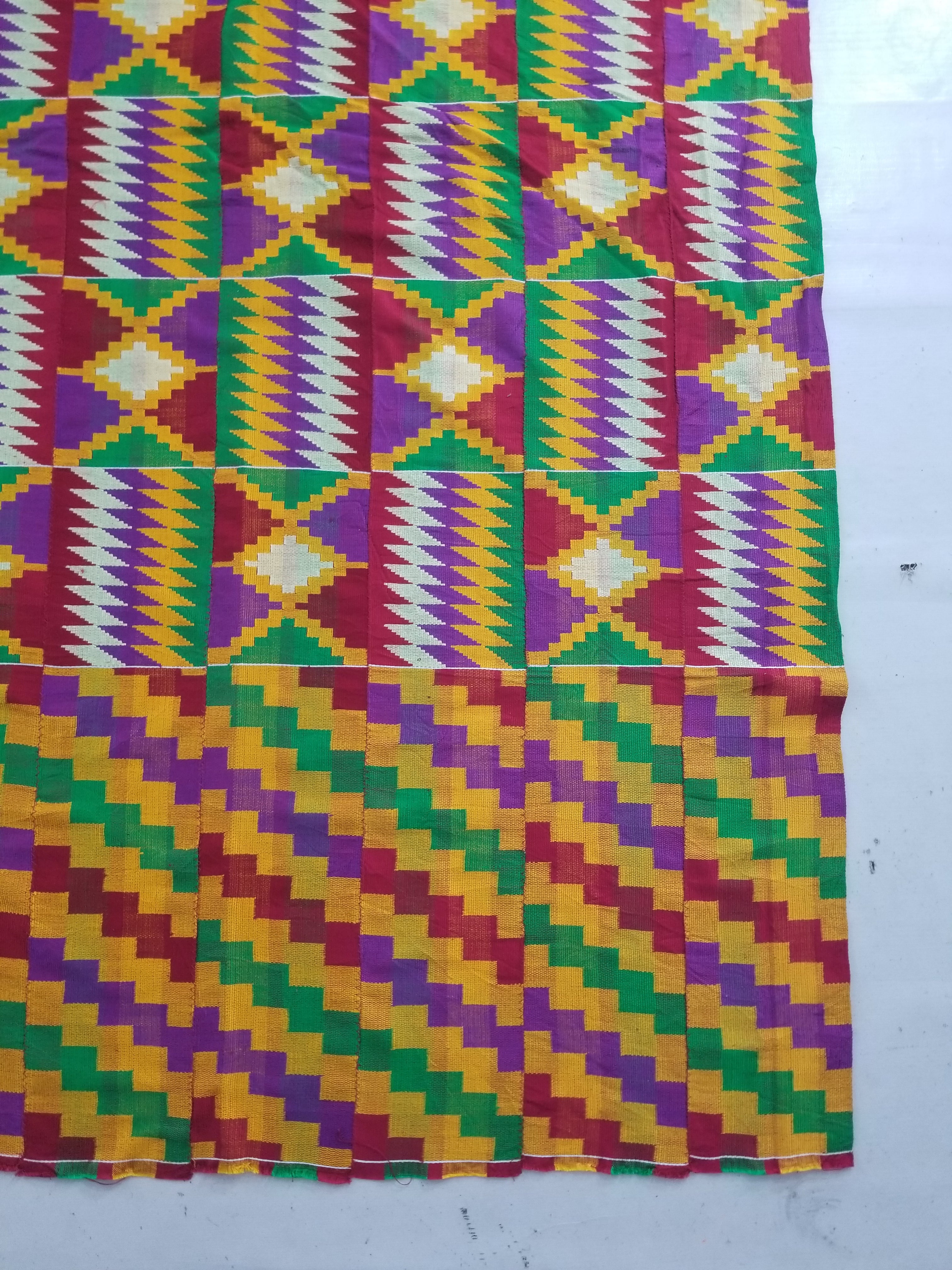 Vintage Ghana Kente Cloth Handwoven Textile Throw 316x127cm