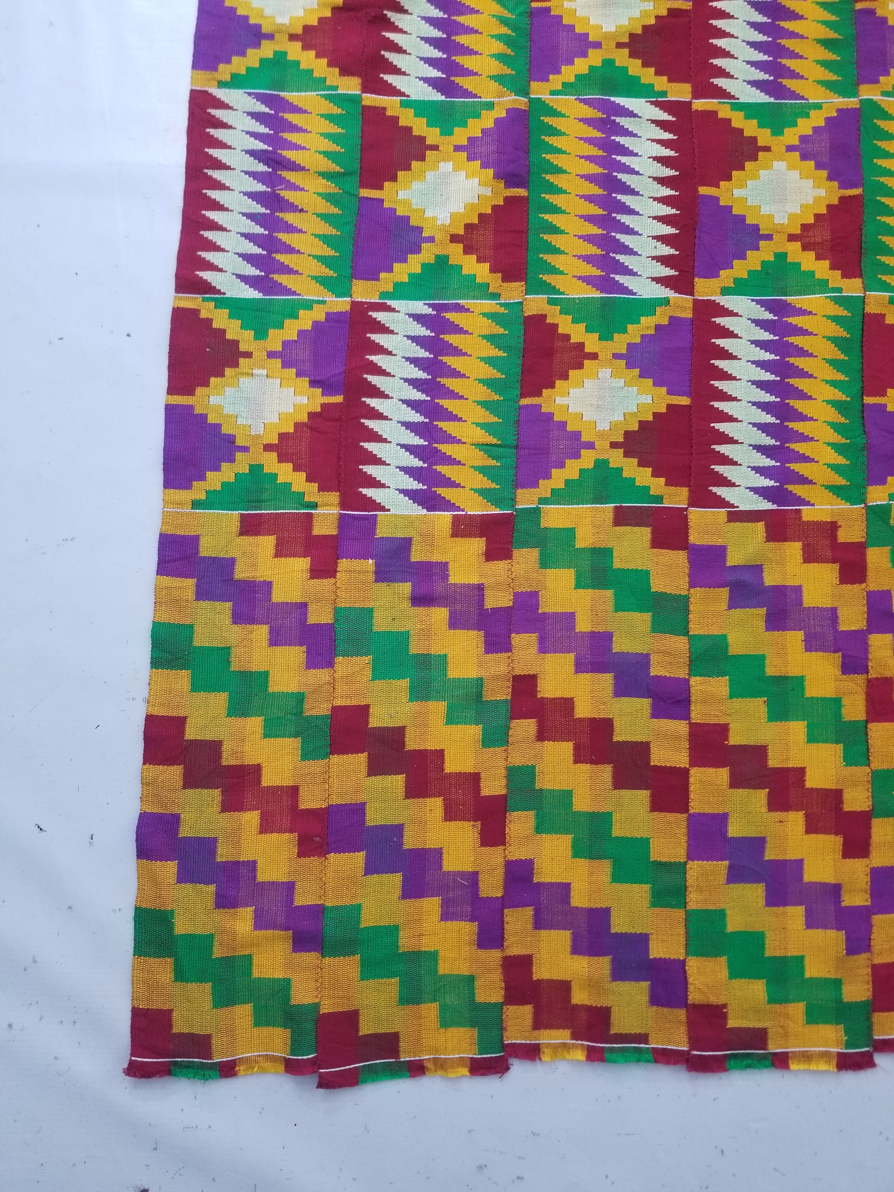 Vintage Ghana Kente Cloth Handwoven Textile Throw 316x127cm