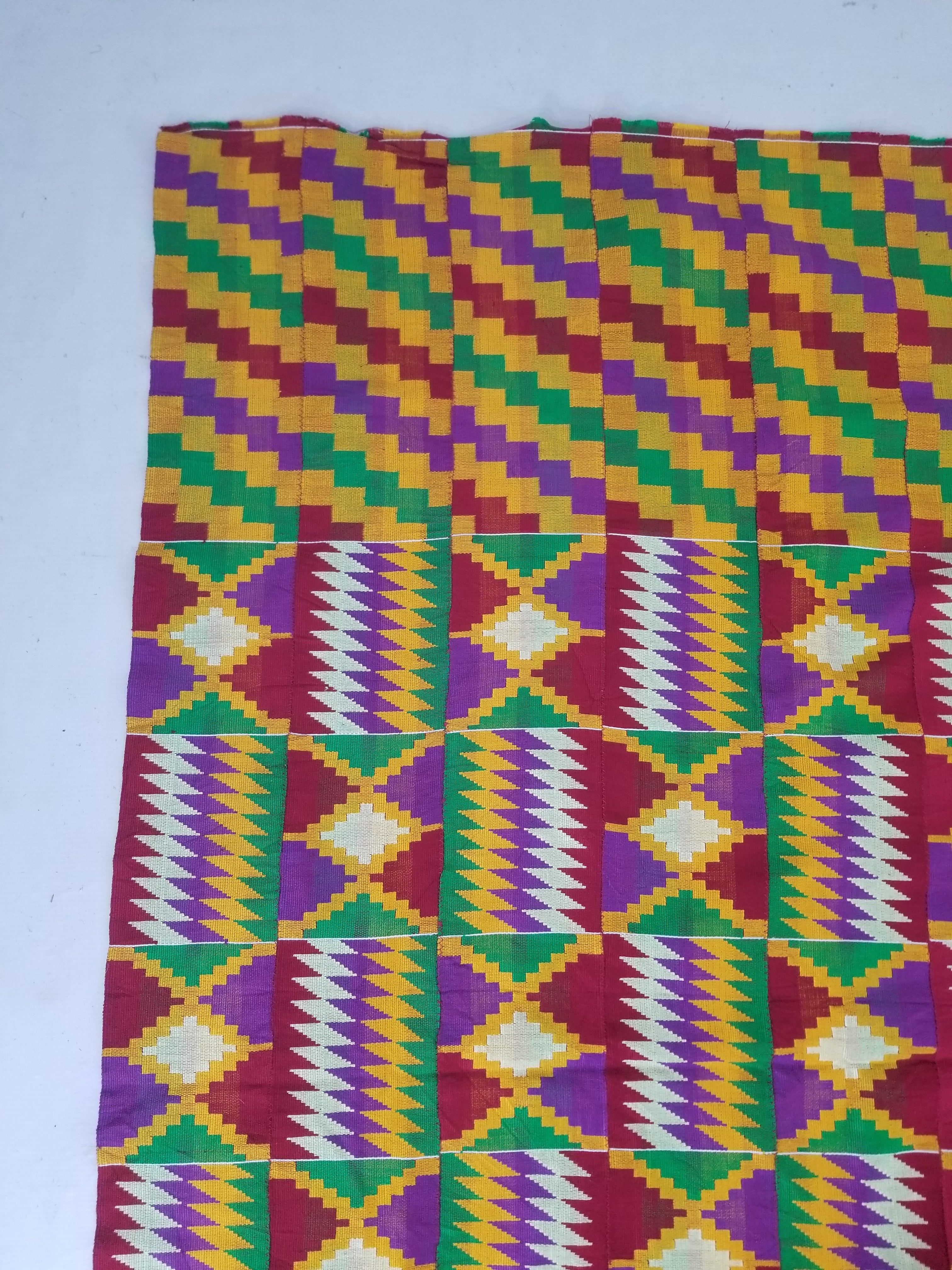 Vintage Ghana Kente Cloth Handwoven Textile Throw 316x127cm