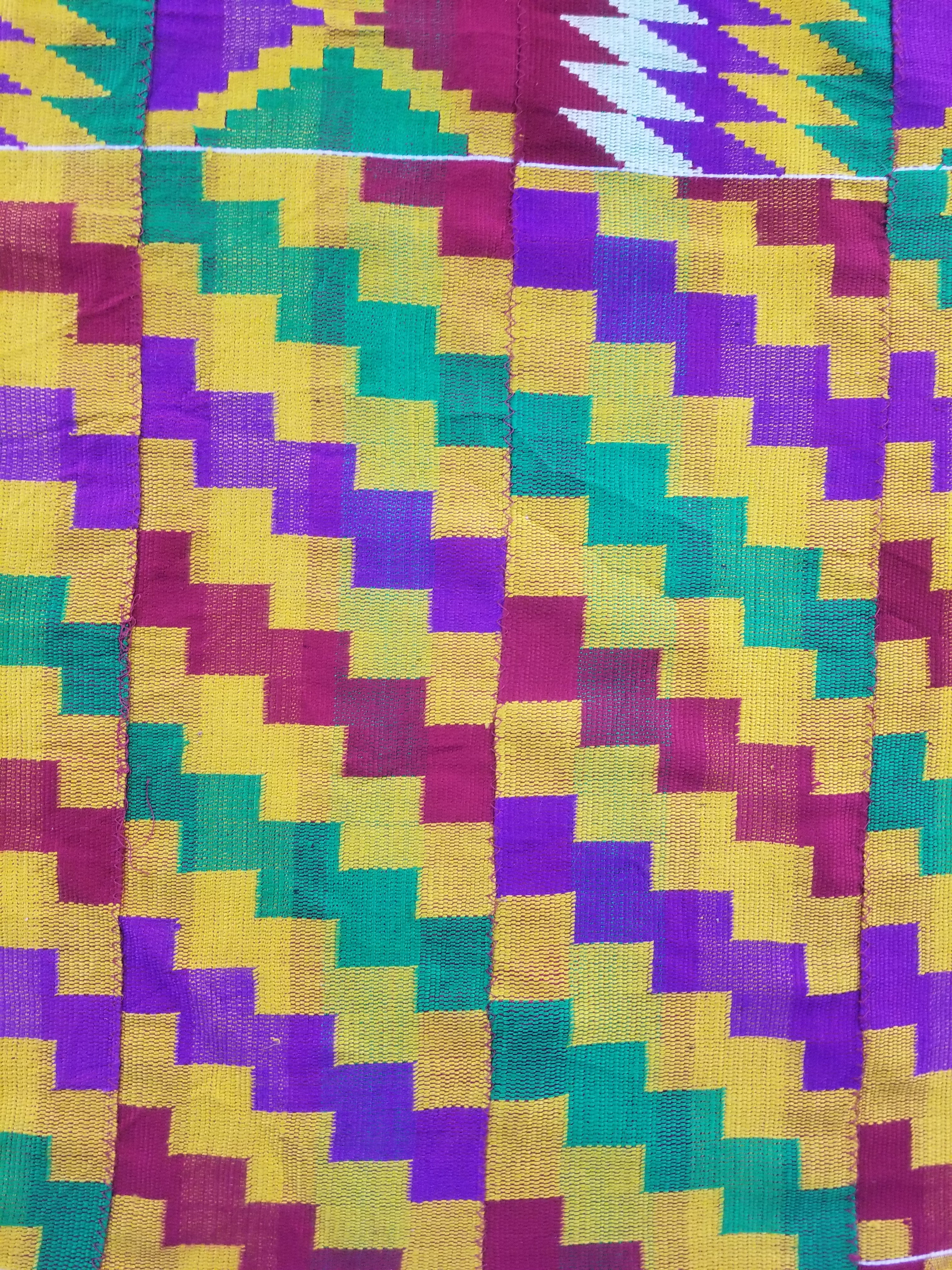 Vintage Ghana Kente Cloth Handwoven Textile Throw 316x127cm