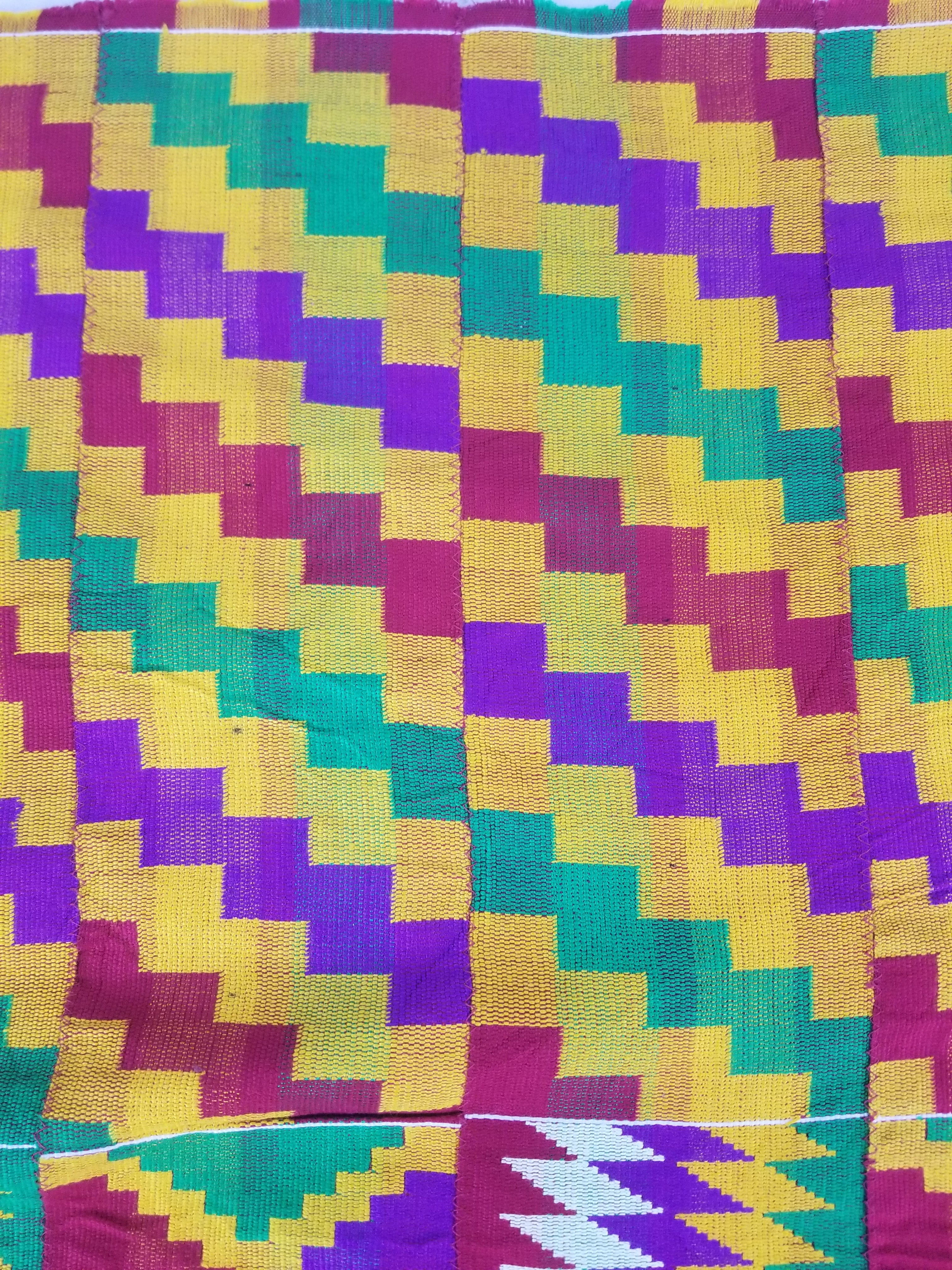 Vintage Ghana Kente Cloth Handwoven Textile Throw 316x127cm