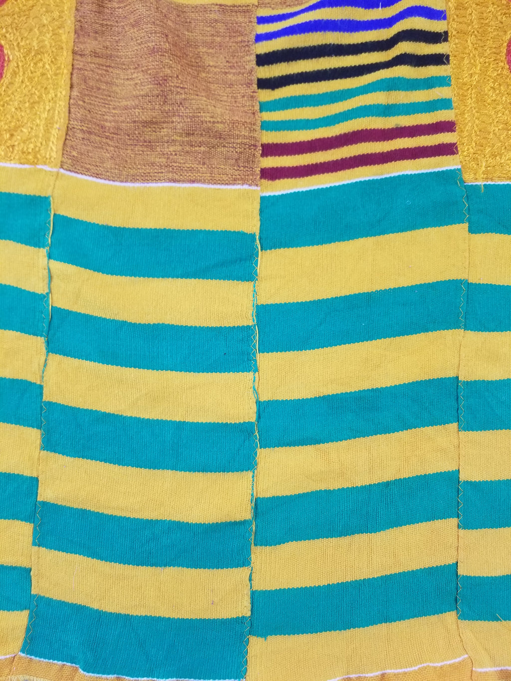 Vintage Ghana Kente-Style Tribal Embroidered Textile 160x100cm