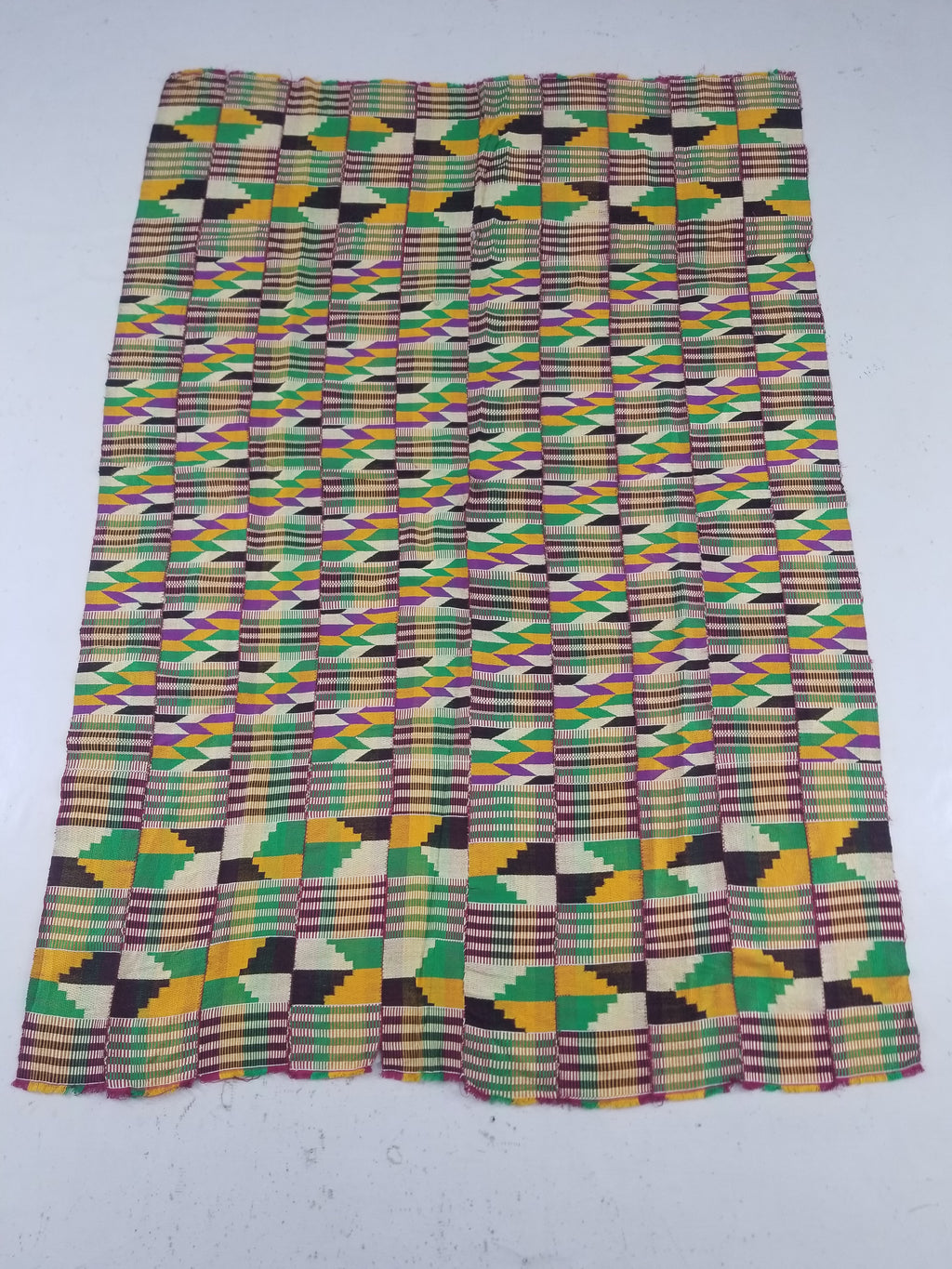 Vintage African Kente Cloth Handwoven Patchwork Ghanaian Textile 165x115cm