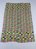 Vintage African Kente Cloth Handwoven Patchwork Ghanaian Textile 165x115cm