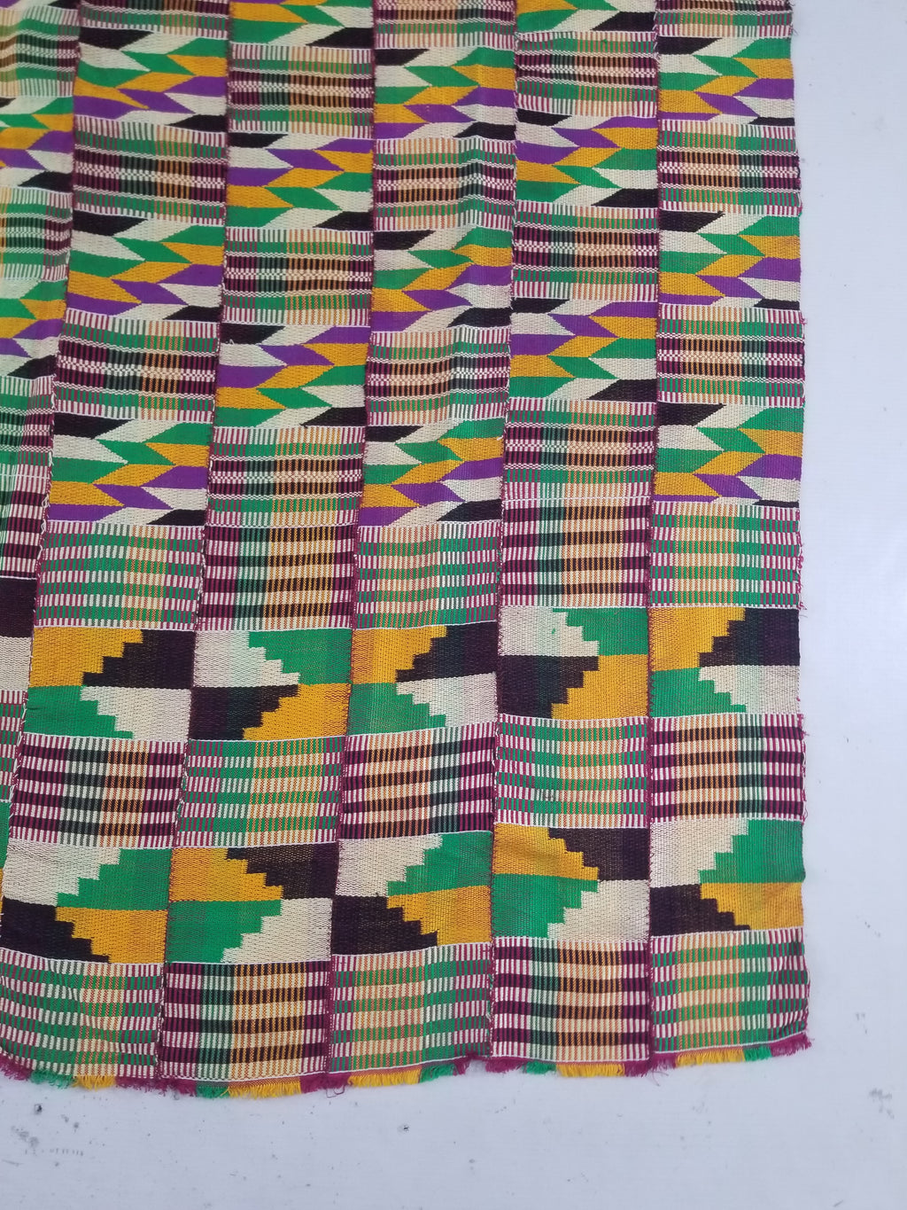 Vintage African Kente Cloth Handwoven Patchwork Ghanaian Textile 165x115cm