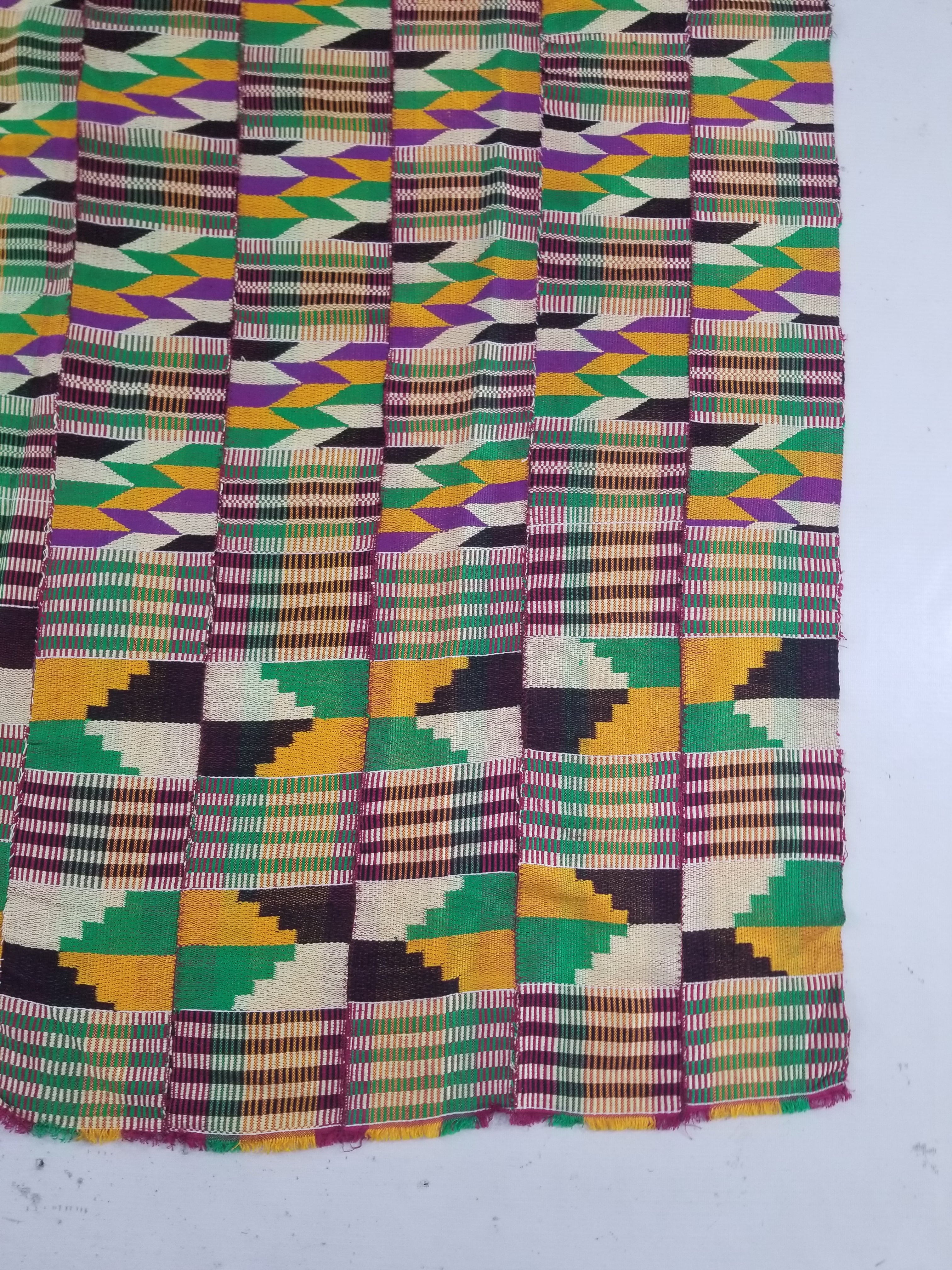Vintage African Kente Cloth Handwoven Patchwork Ghanaian Textile 165x115cm