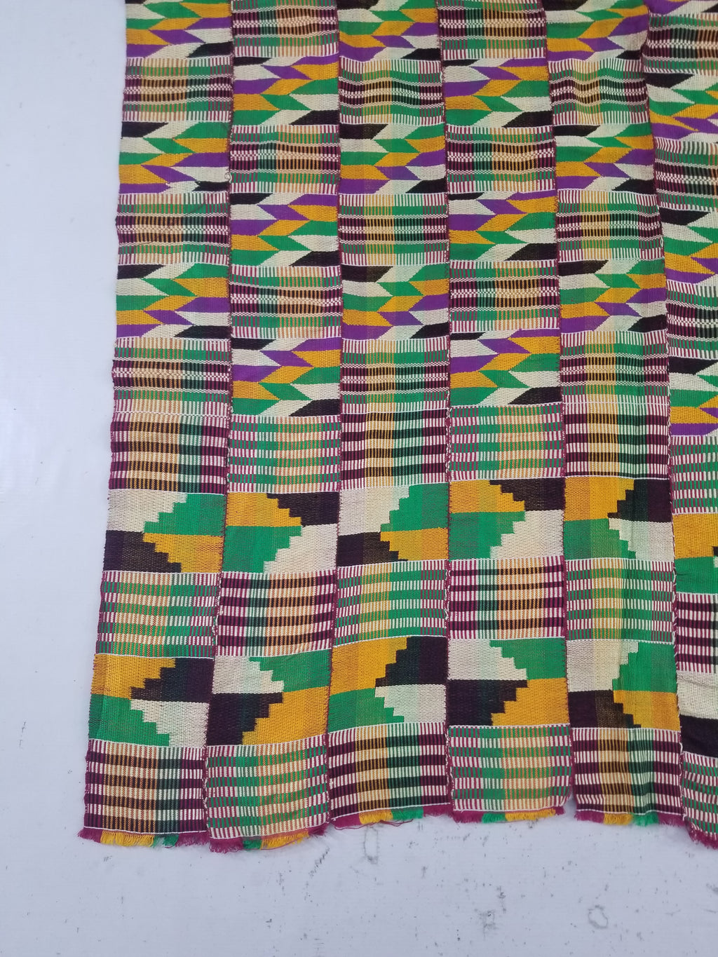 Vintage African Kente Cloth Handwoven Patchwork Ghanaian Textile 165x115cm