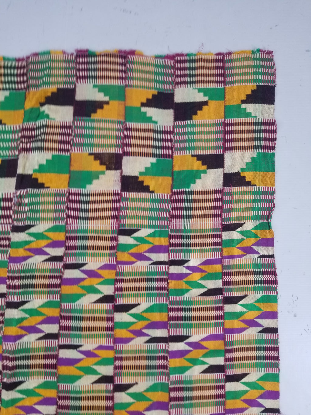 Vintage African Kente Cloth Handwoven Patchwork Ghanaian Textile 165x115cm