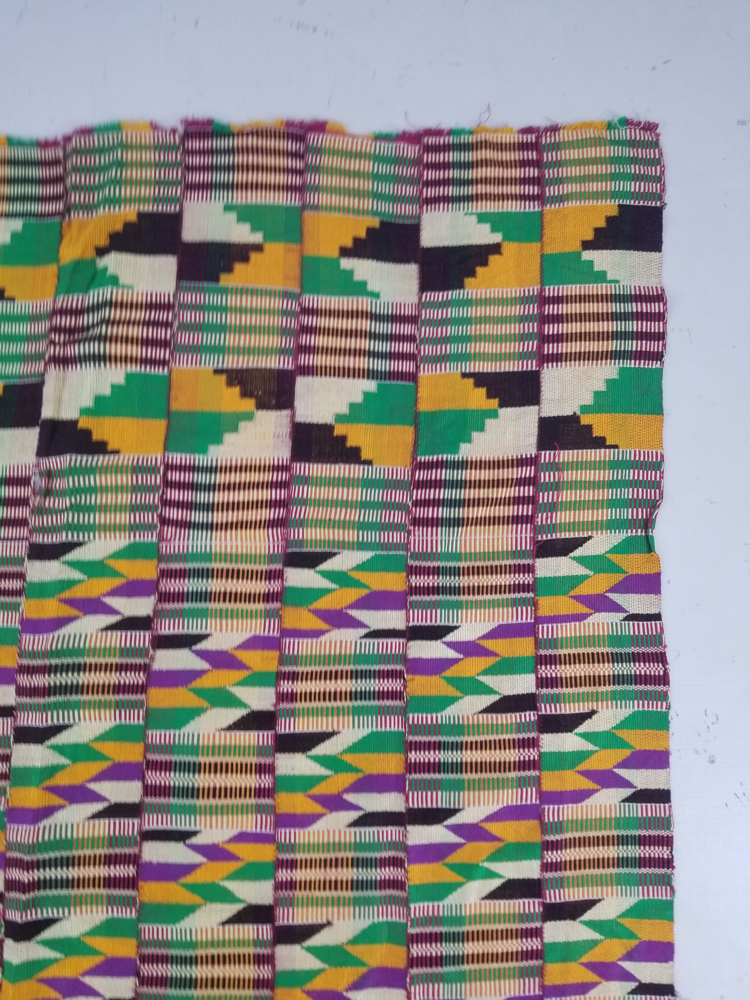 Vintage African Kente Cloth Handwoven Patchwork Ghanaian Textile 165x115cm