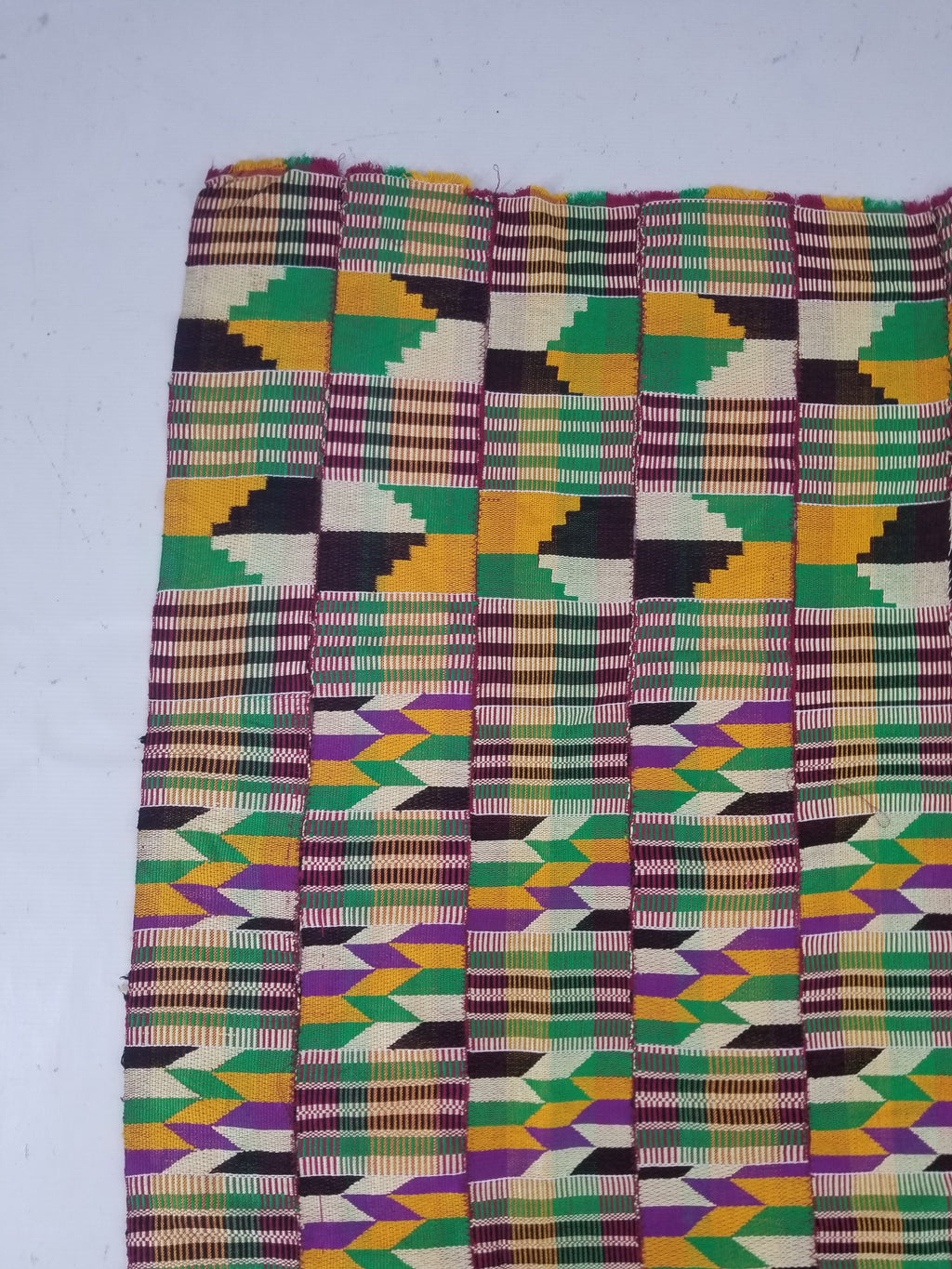 Vintage African Kente Cloth Handwoven Patchwork Ghanaian Textile 165x115cm