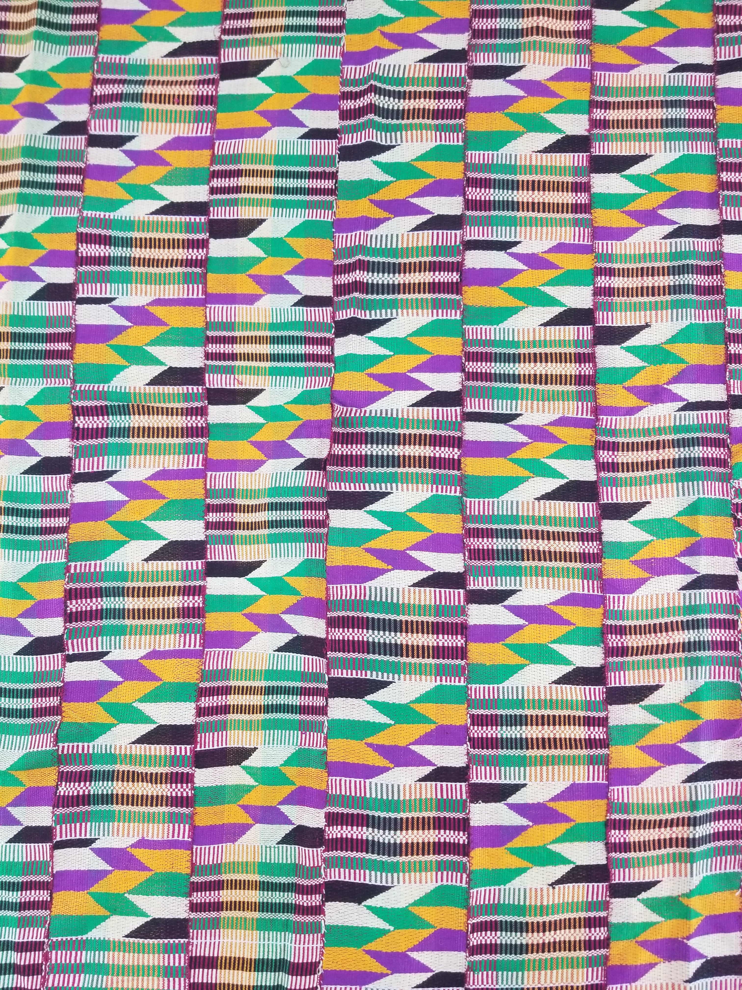 Vintage African Kente Cloth Handwoven Patchwork Ghanaian Textile 165x115cm