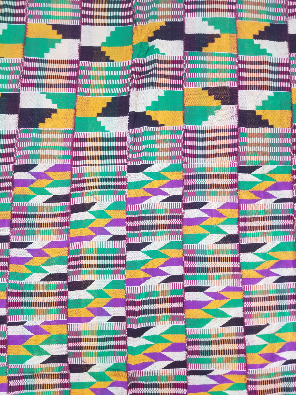 Vintage African Kente Cloth Handwoven Patchwork Ghanaian Textile 165x115cm