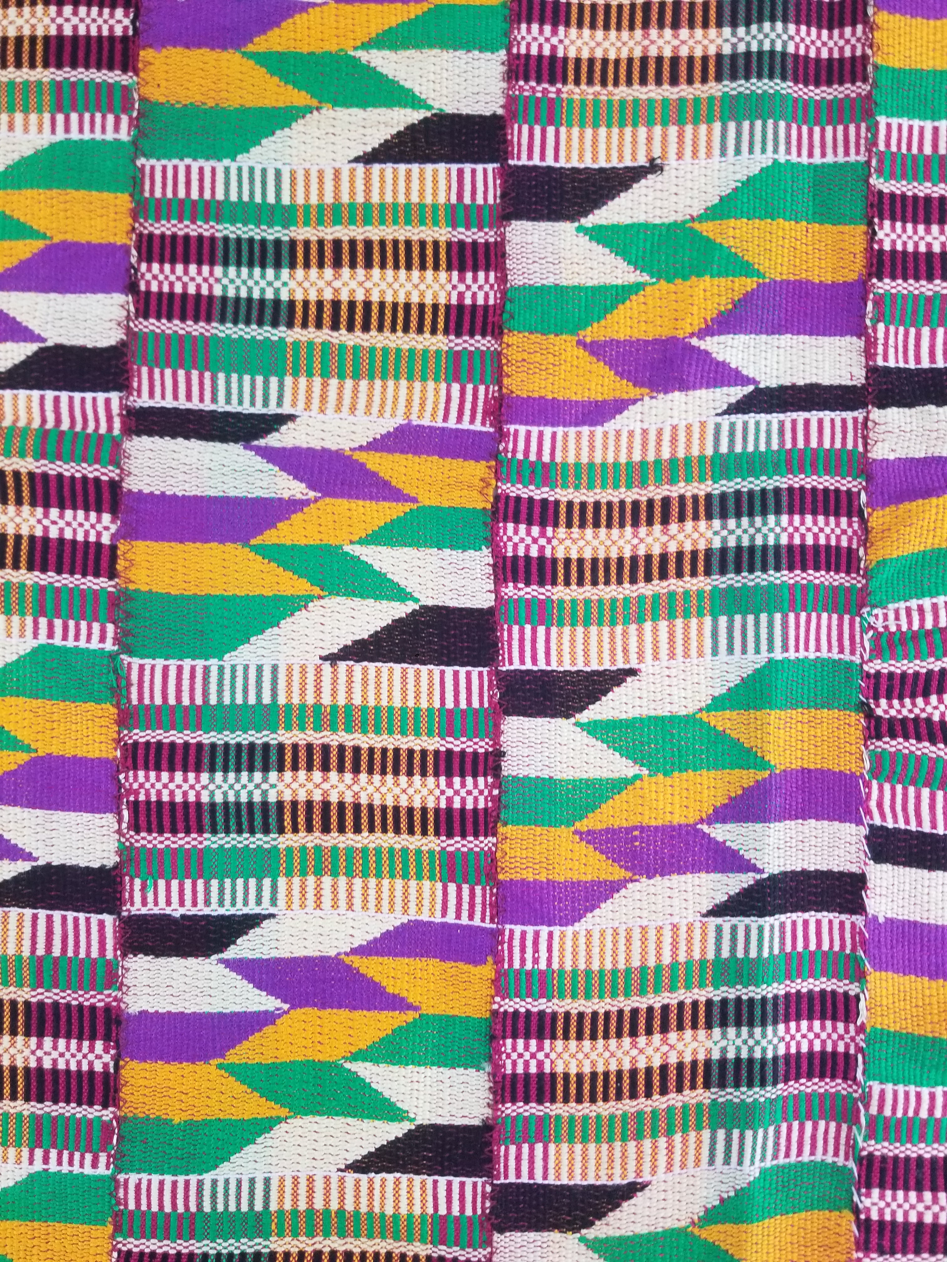 Vintage African Kente Cloth Handwoven Patchwork Ghanaian Textile 165x115cm