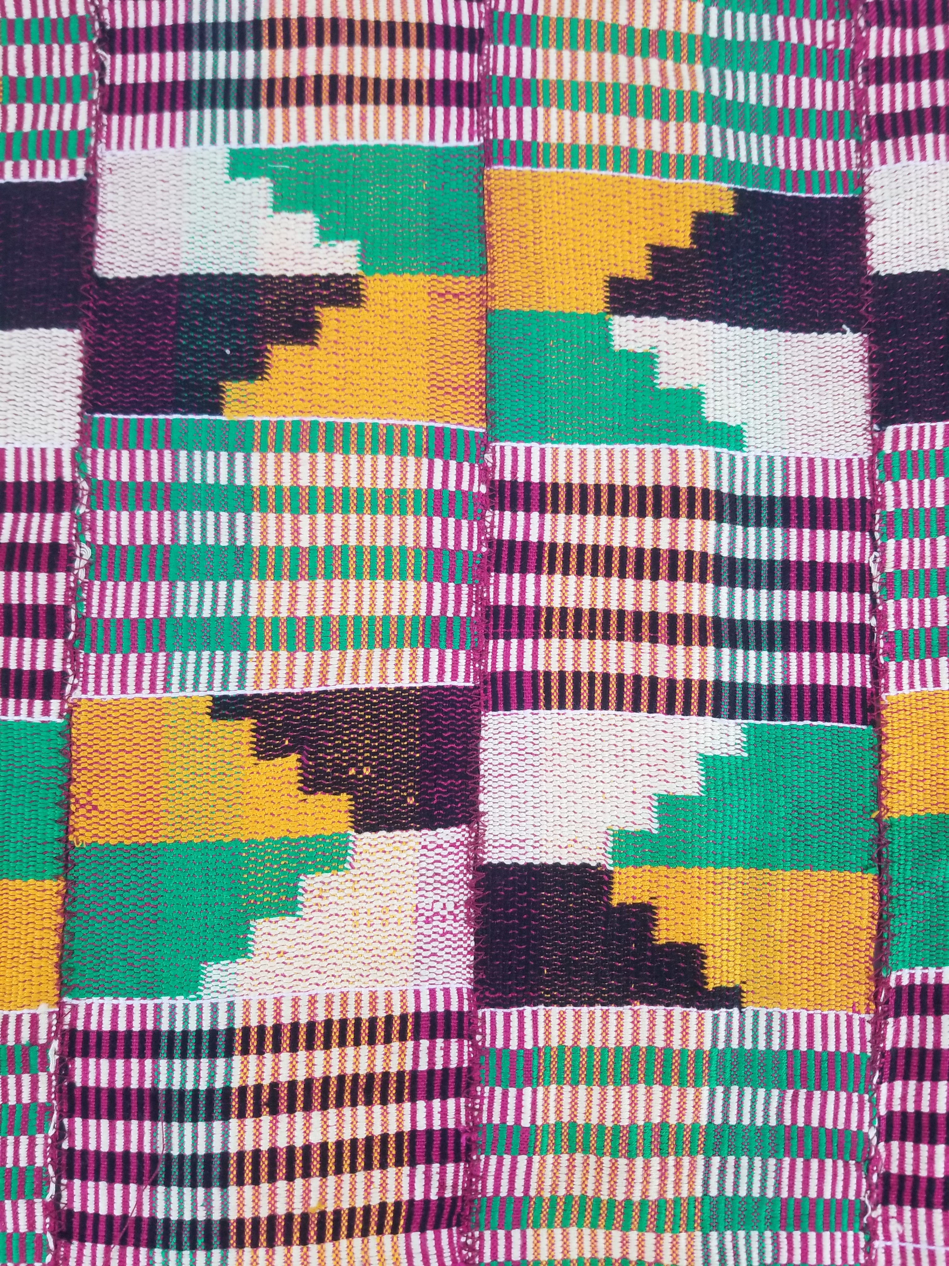 Vintage African Kente Cloth Handwoven Patchwork Ghanaian Textile 165x115cm