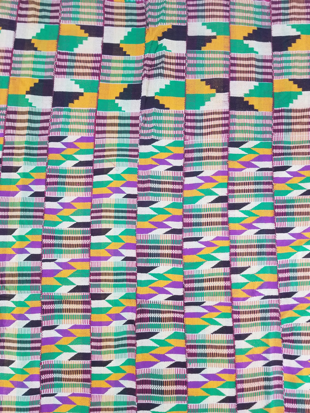Vintage African Kente Cloth Handwoven Patchwork Ghanaian Textile 165x115cm