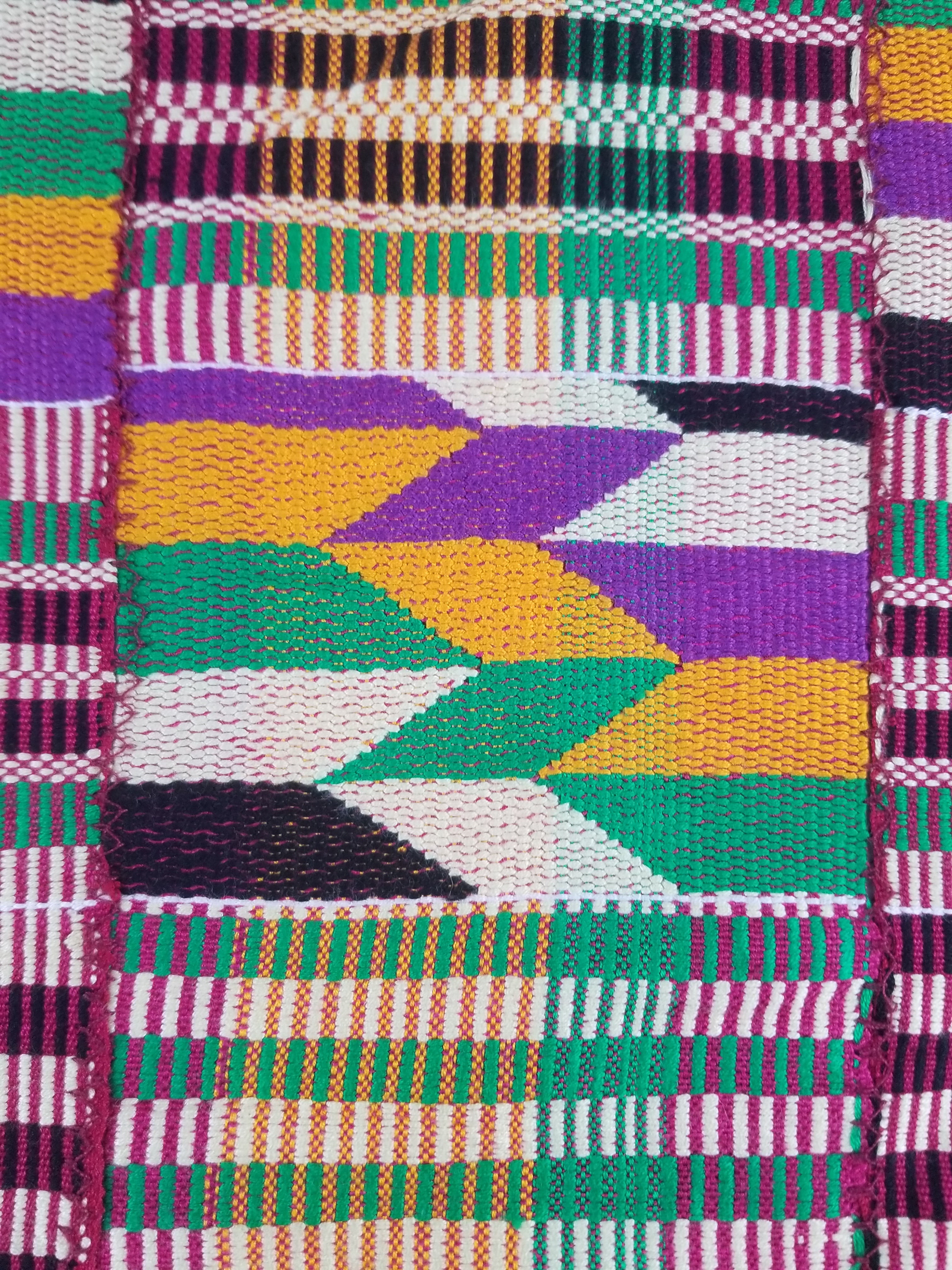 Vintage African Kente Cloth Handwoven Patchwork Ghanaian Textile 165x115cm