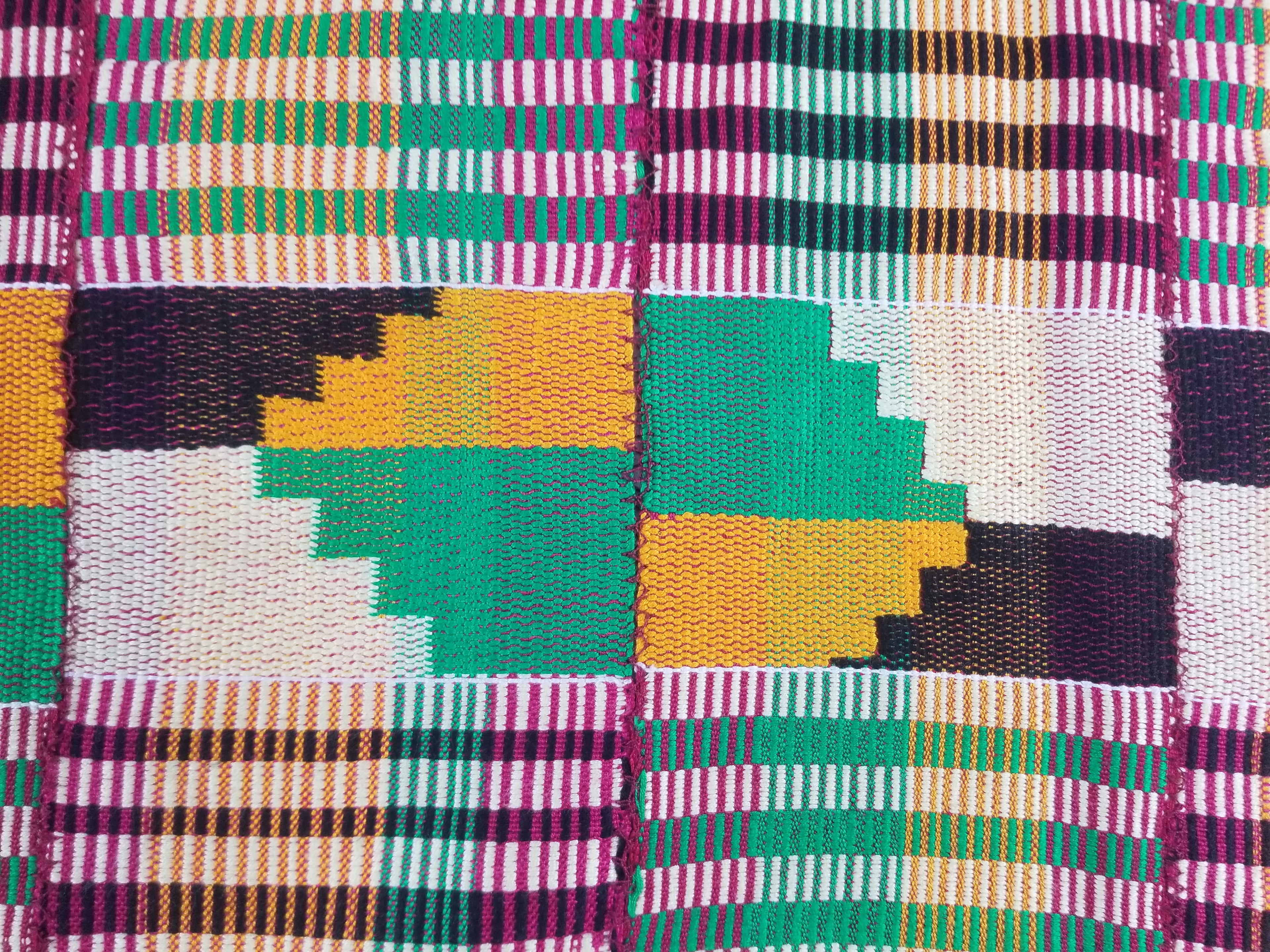 Vintage African Kente Cloth Handwoven Patchwork Ghanaian Textile 165x115cm