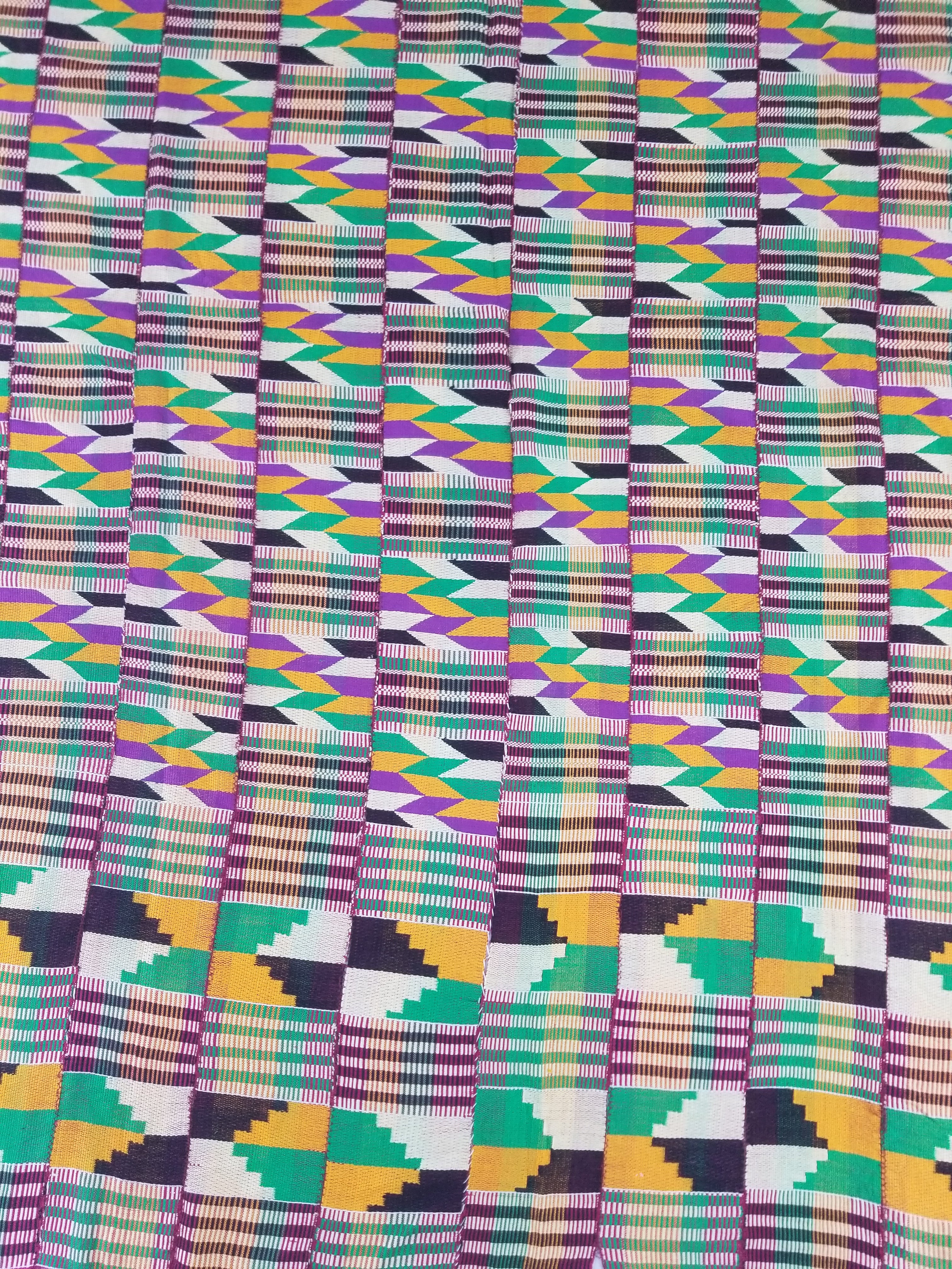 Vintage African Kente Cloth Handwoven Patchwork Ghanaian Textile 165x115cm