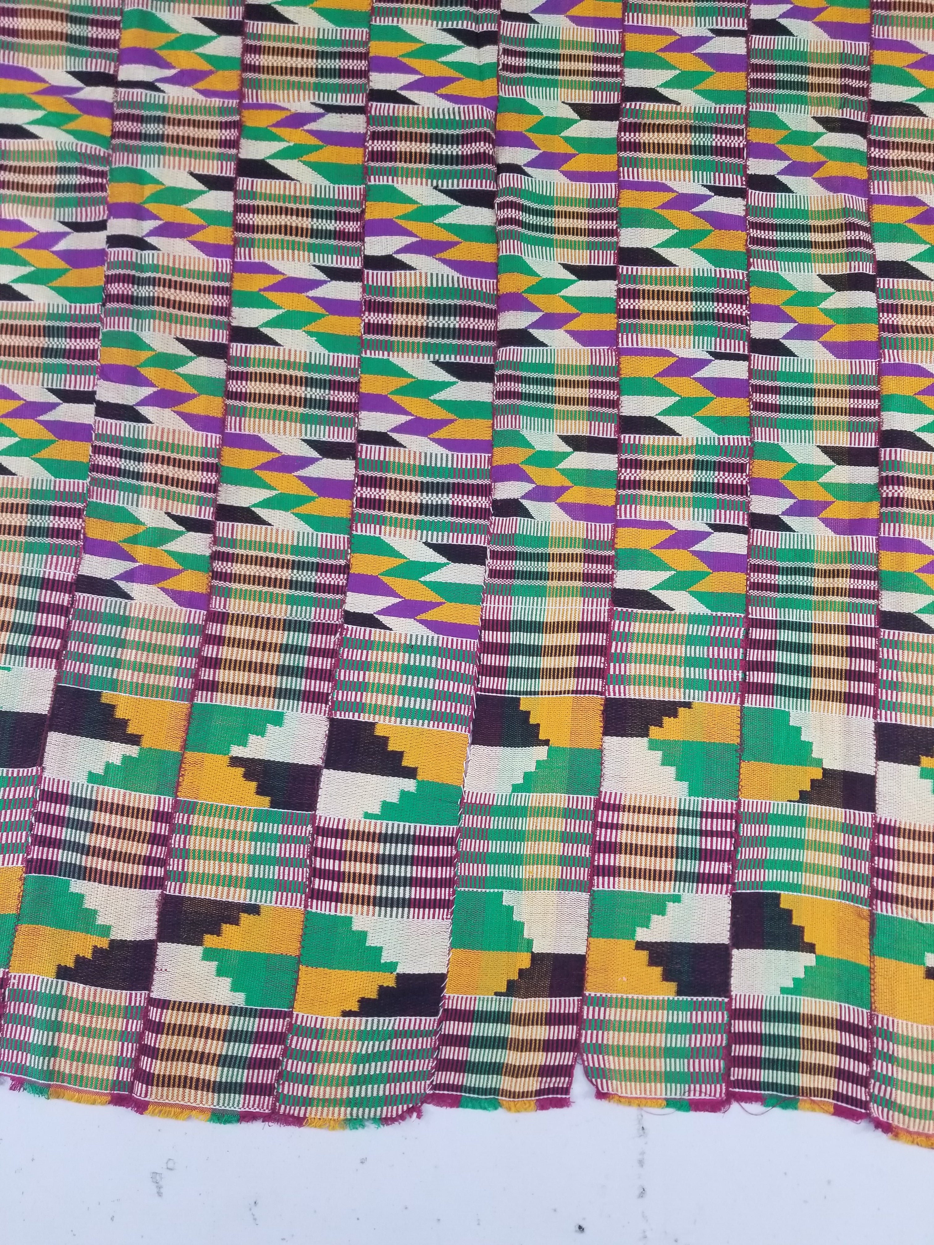 Vintage African Kente Cloth Handwoven Patchwork Ghanaian Textile 165x115cm
