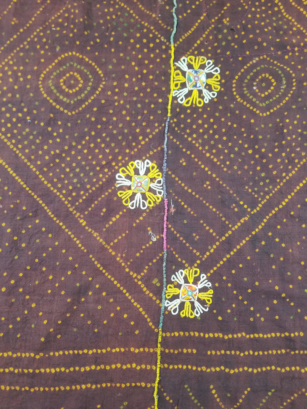 Vintage Traditional Indian Rabari Hand Embroidered Mirror Work Shawl 270x113cm