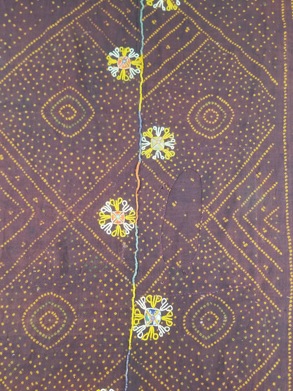 Vintage Traditional Indian Rabari Hand Embroidered Mirror Work Shawl 270x113cm
