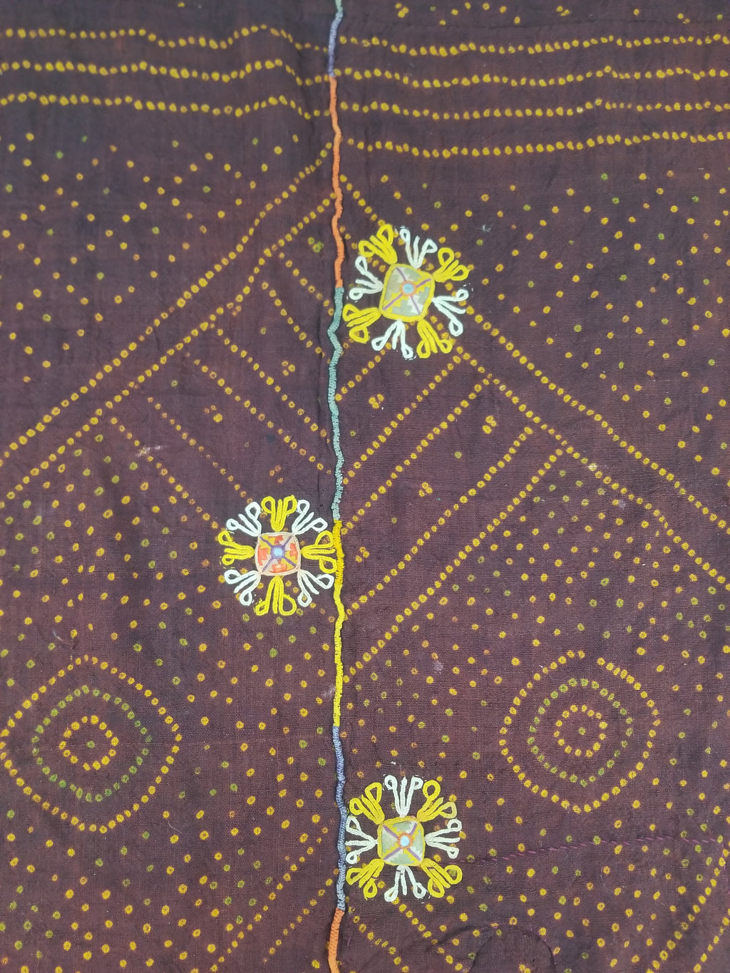 Vintage Traditional Indian Rabari Hand Embroidered Mirror Work Shawl 270x113cm