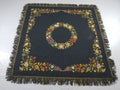 Antique French European Hand Embroidered Floral Tablecloth 168x160cm