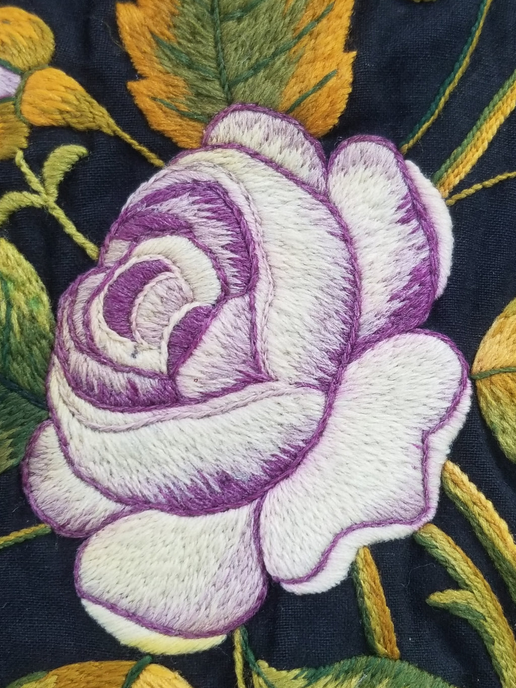 Antique French European Hand Embroidered Floral Tablecloth 168x160cm