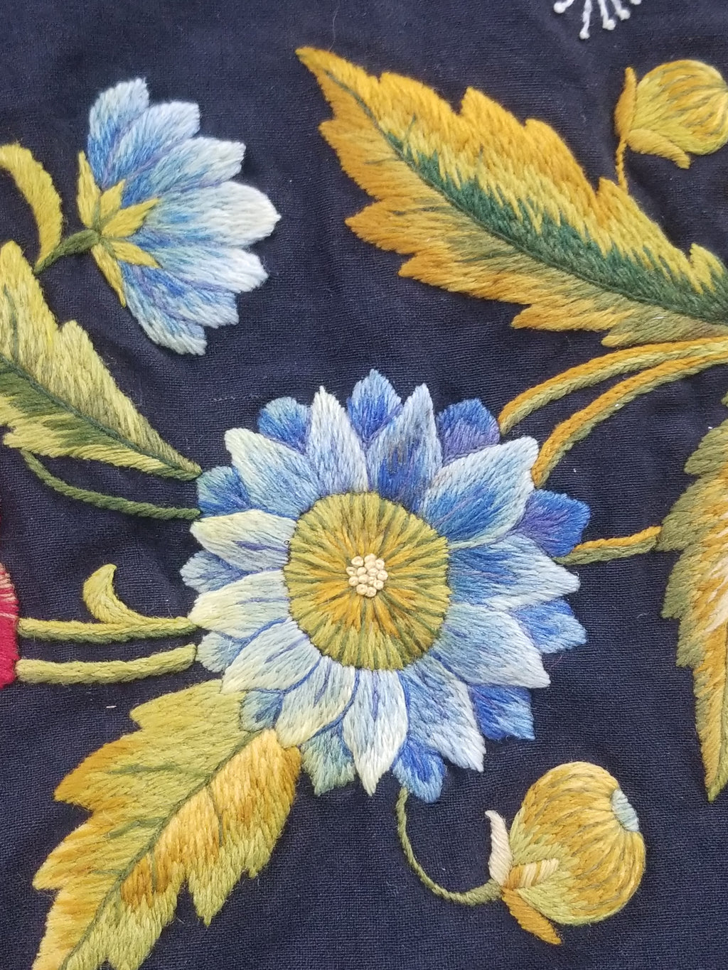 Antique French European Hand Embroidered Floral Tablecloth 168x160cm