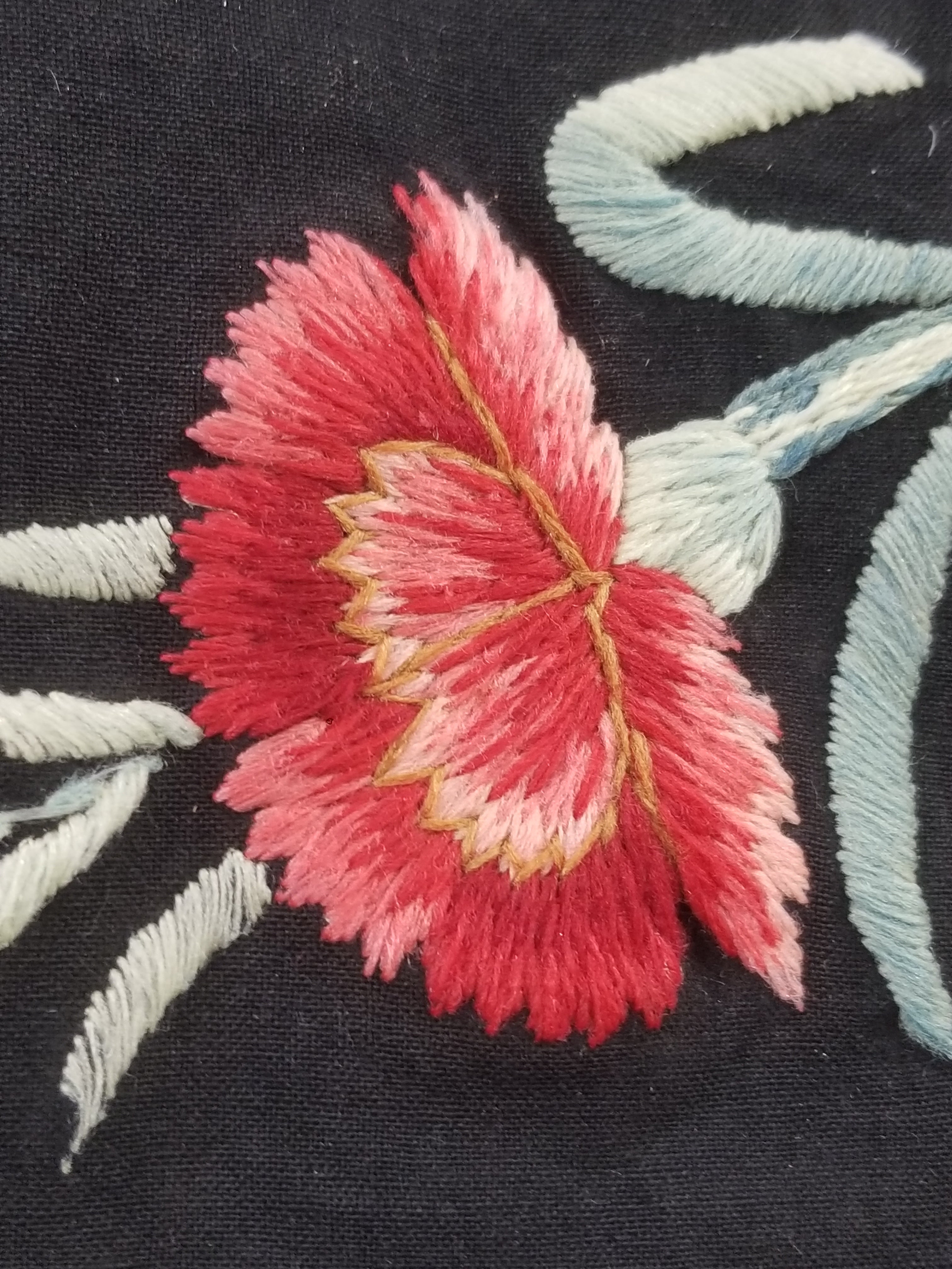 Antique French European Hand Embroidered Floral Tablecloth 168x160cm