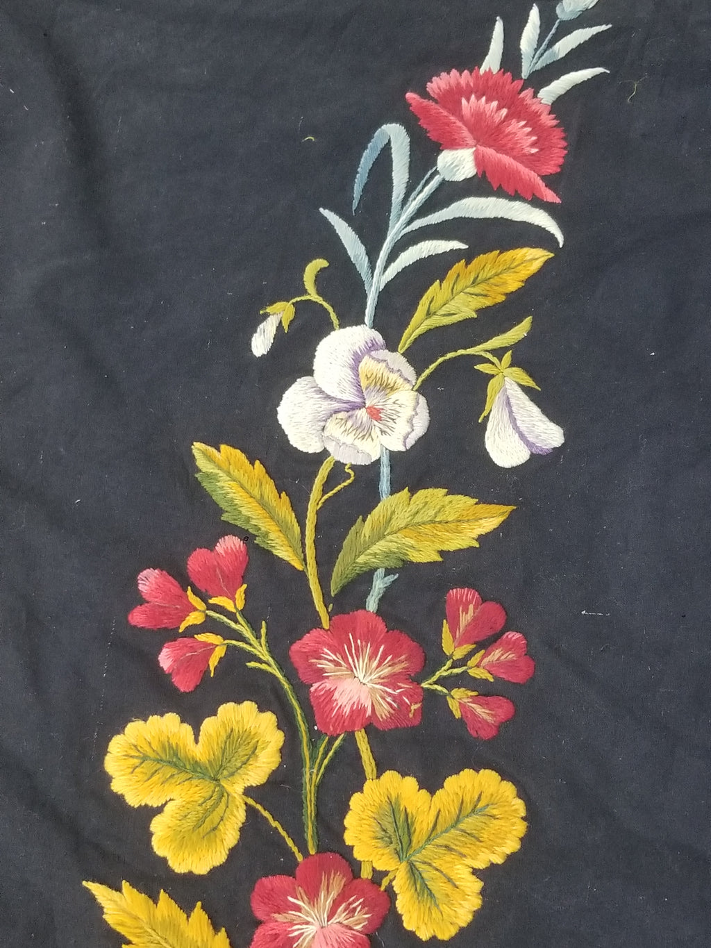 Antique French European Hand Embroidered Floral Tablecloth 168x160cm