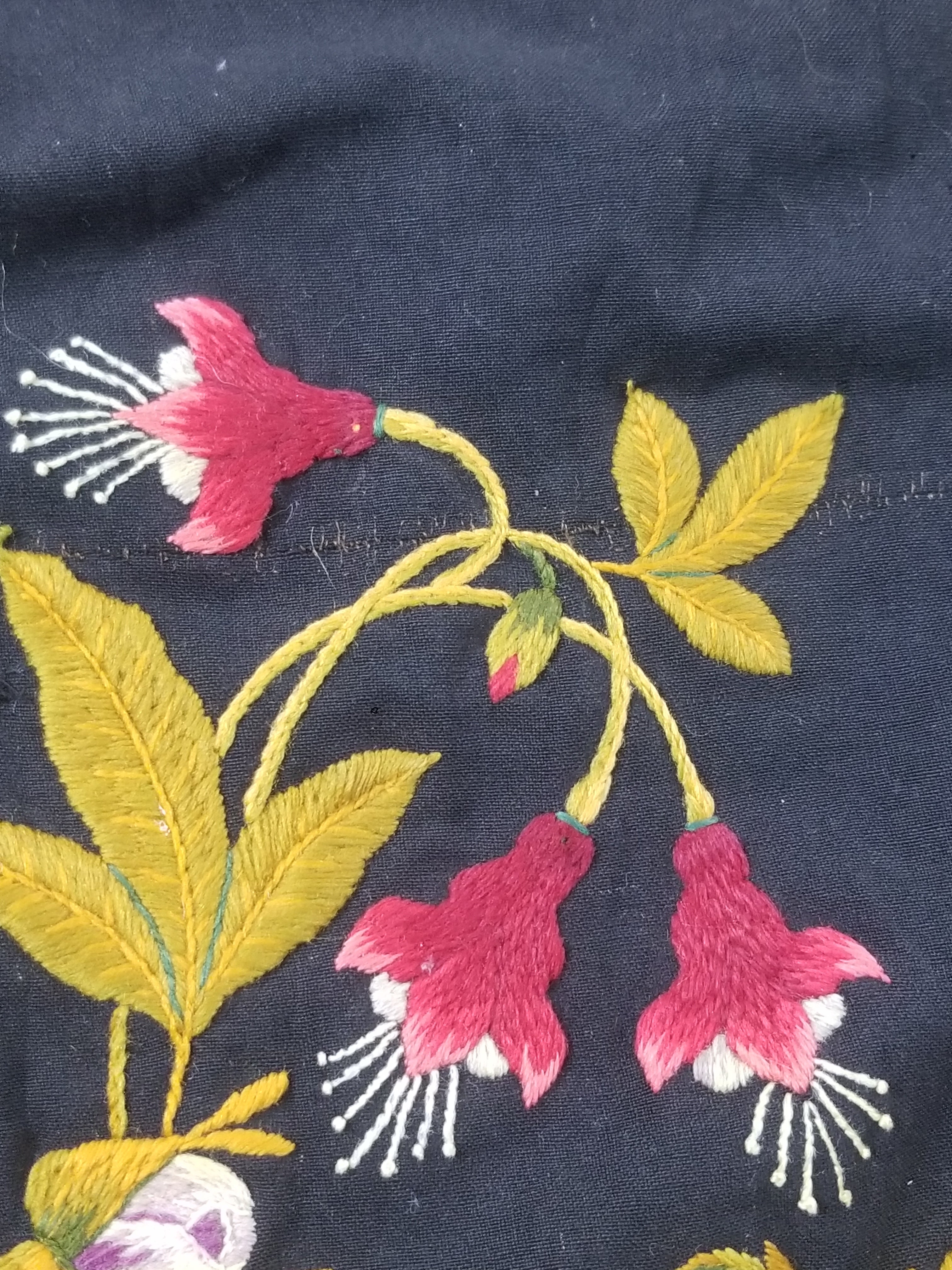 Antique French European Hand Embroidered Floral Tablecloth 168x160cm
