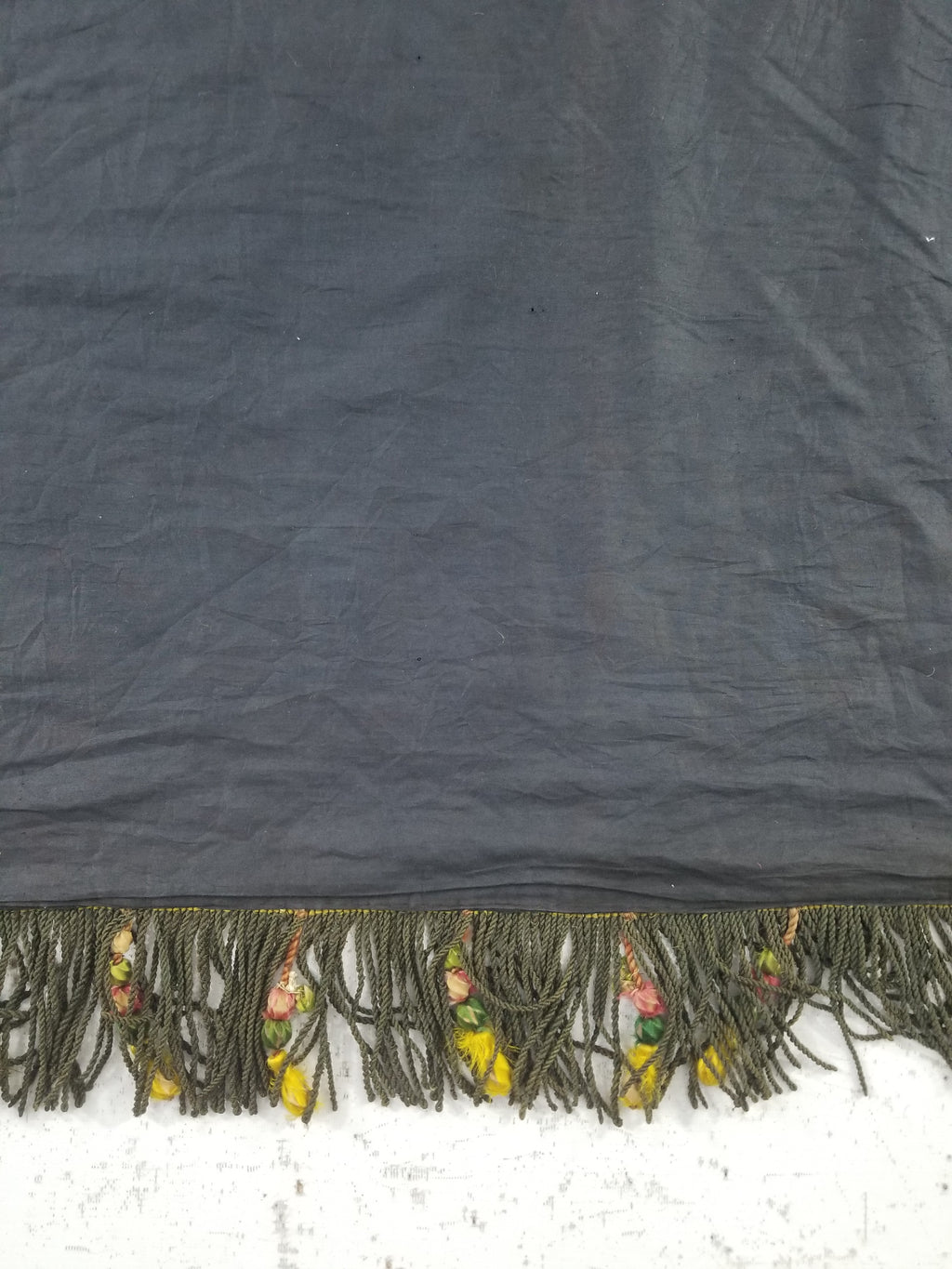 Antique French European Hand Embroidered Floral Tablecloth 168x160cm
