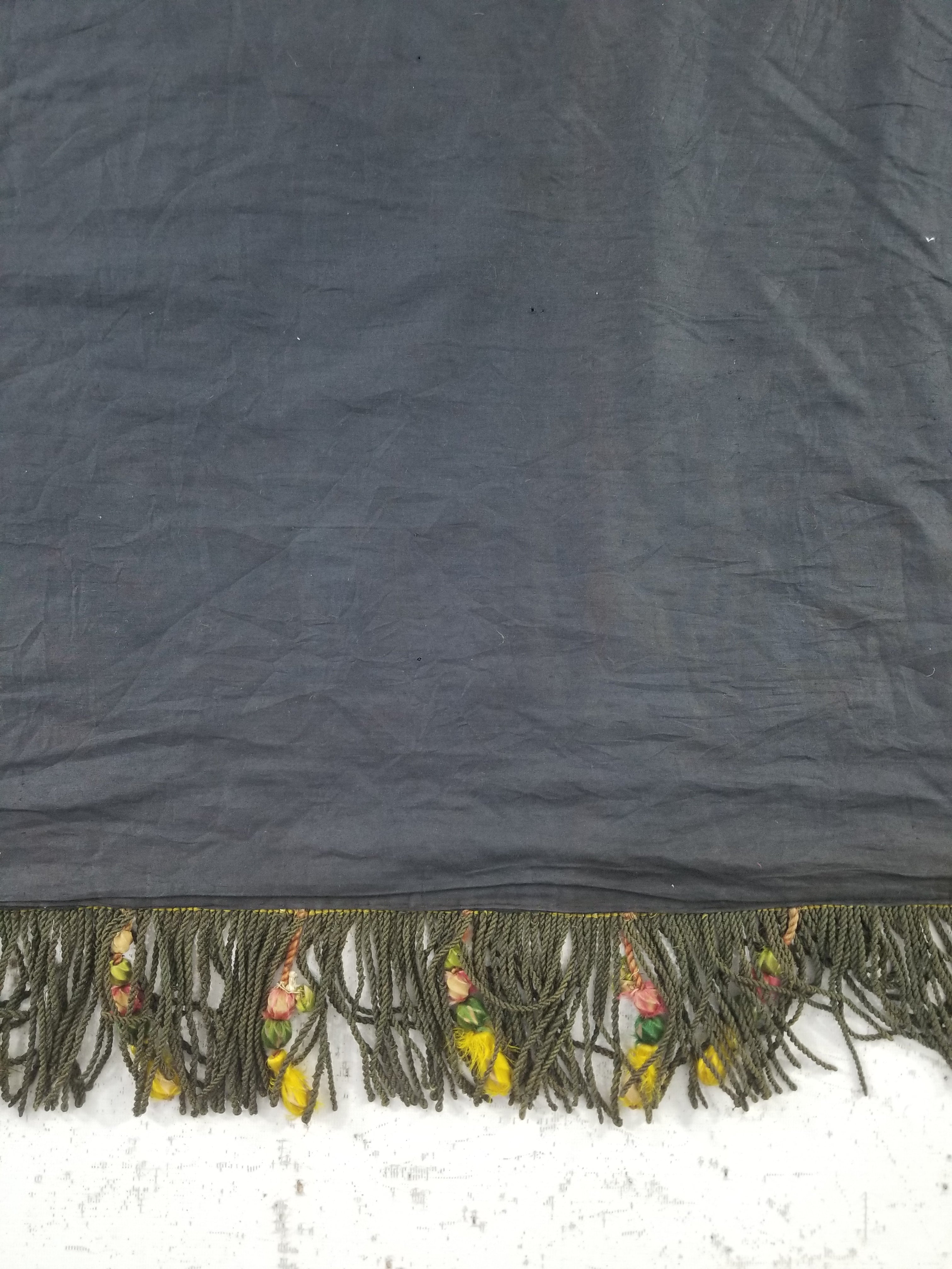 Antique French European Hand Embroidered Floral Tablecloth 168x160cm