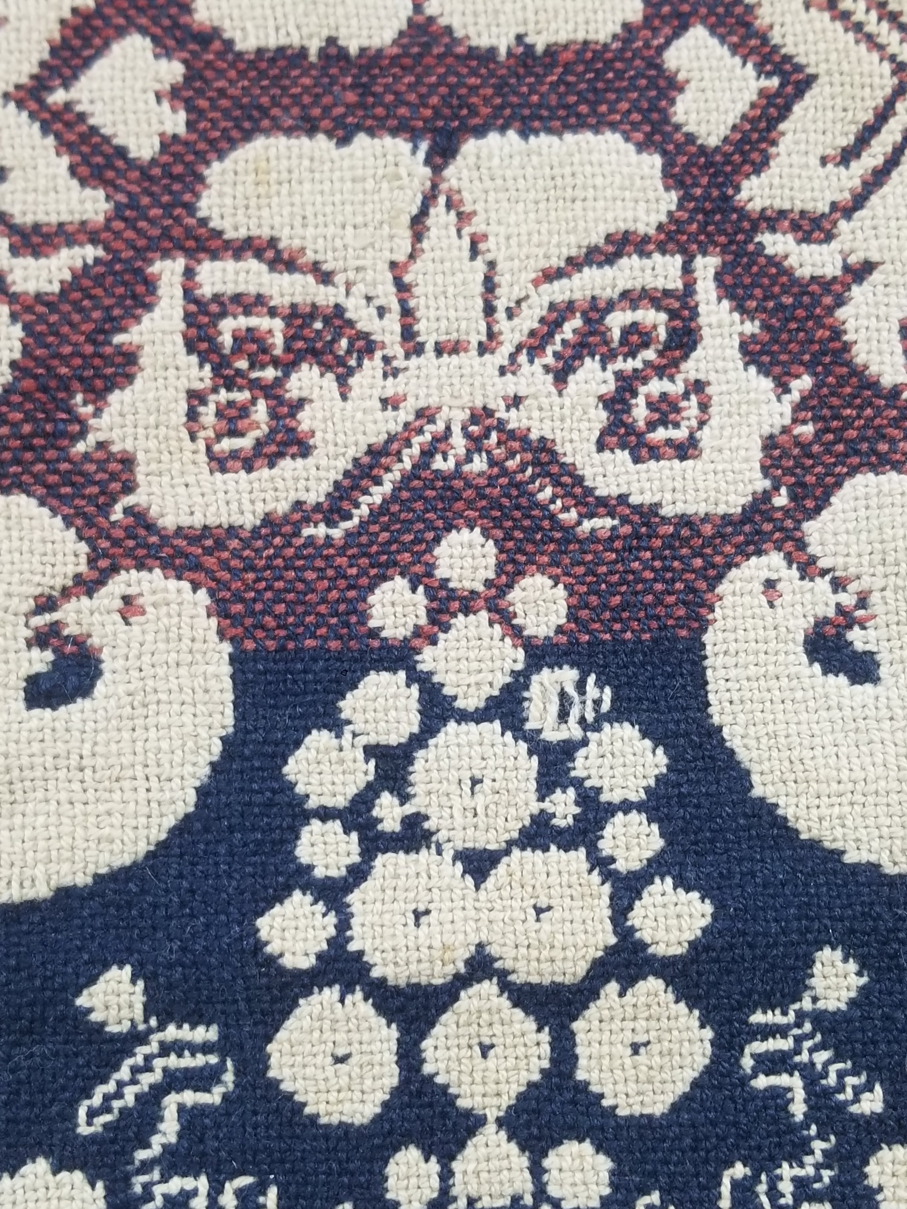 Antique 1841 American Jacquard Woven Reversible Coverlet 187x187cm