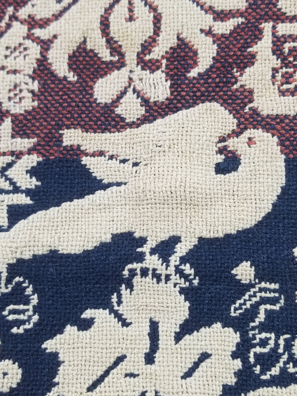 Antique 1841 American Jacquard Woven Reversible Coverlet 187x187cm