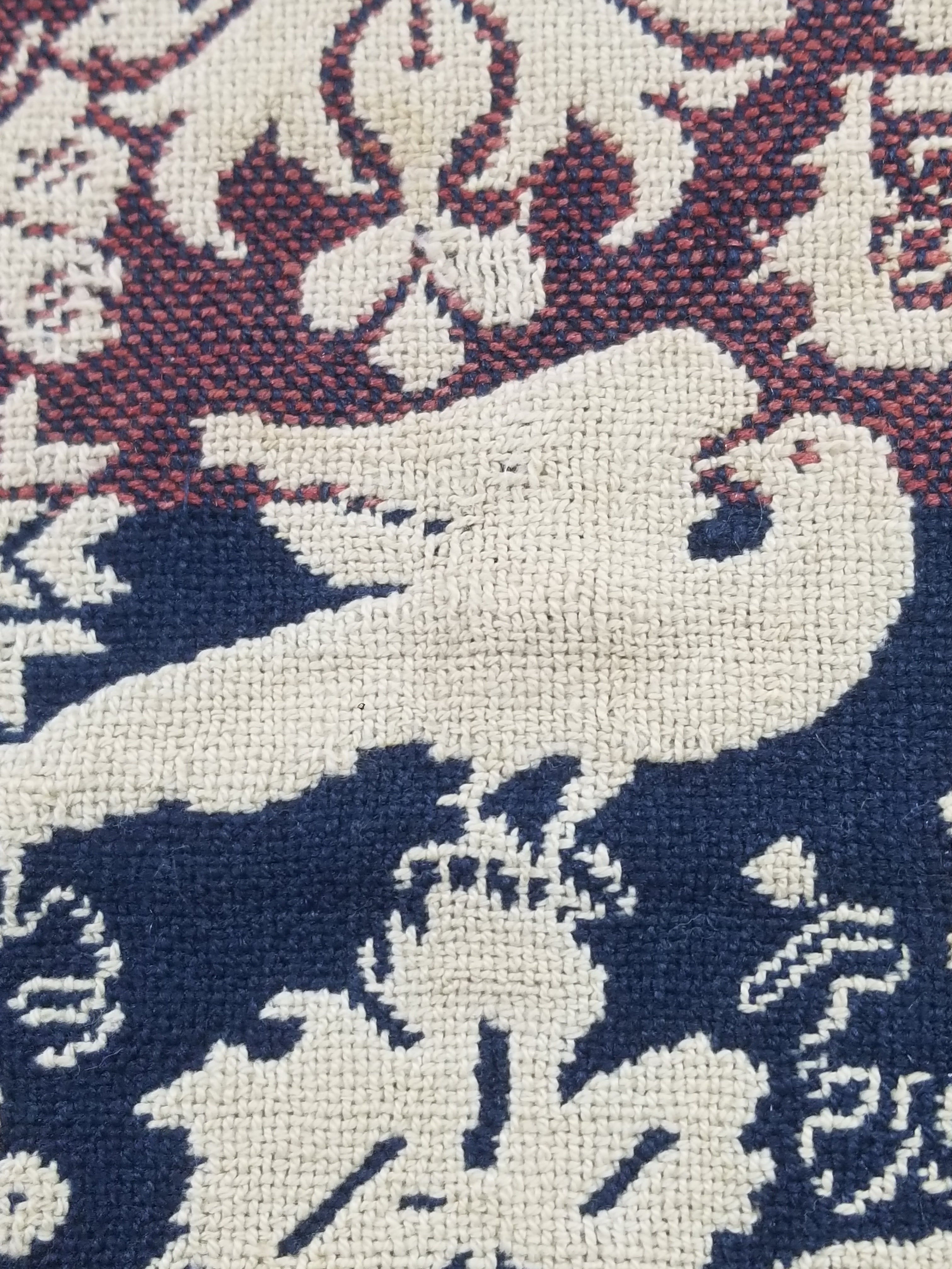 Antique 1841 American Jacquard Woven Reversible Coverlet 187x187cm
