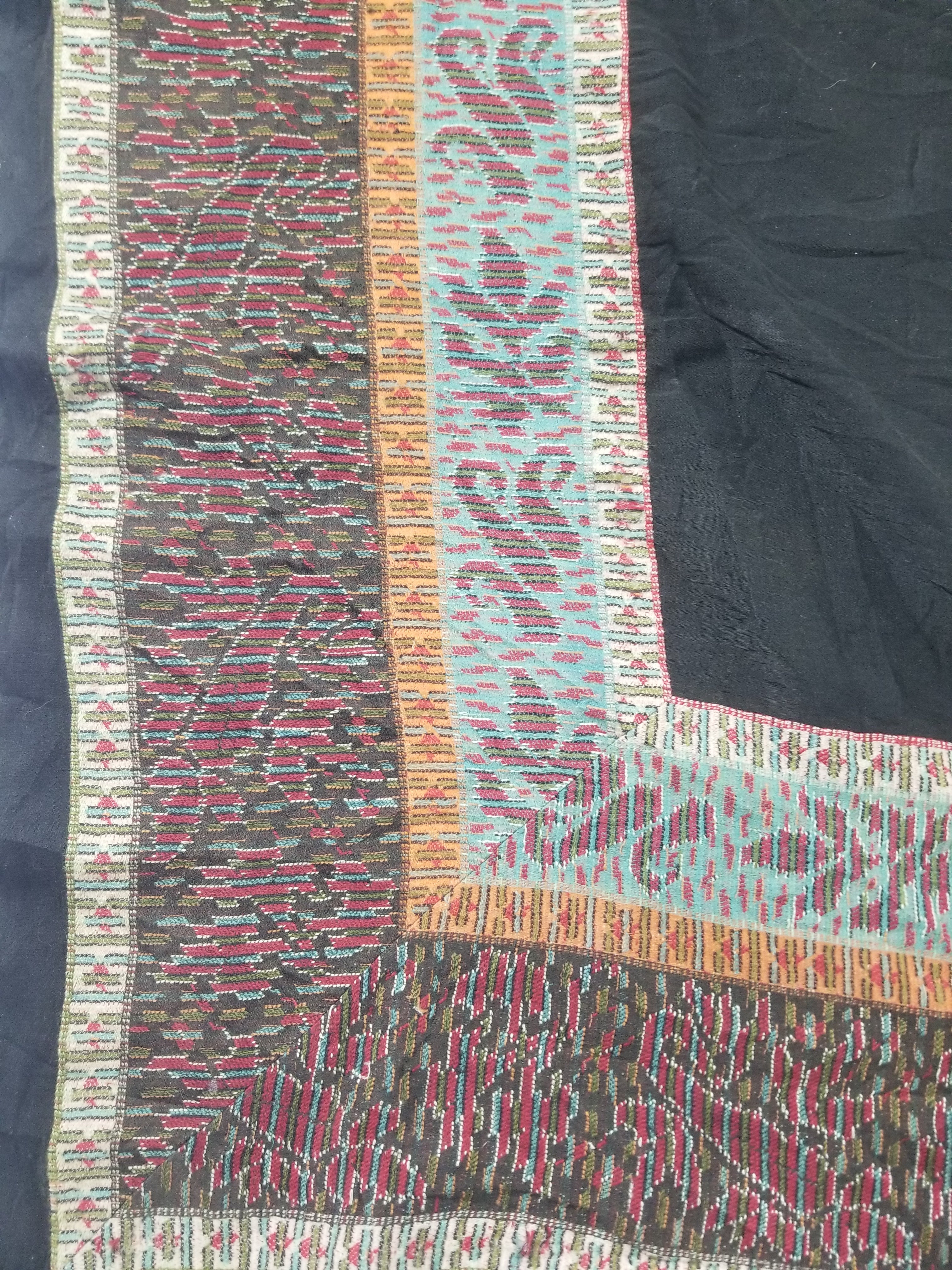 Antique Traditional Kashmiri Jamawar Style Paisley Wool Shawl 185x185cm