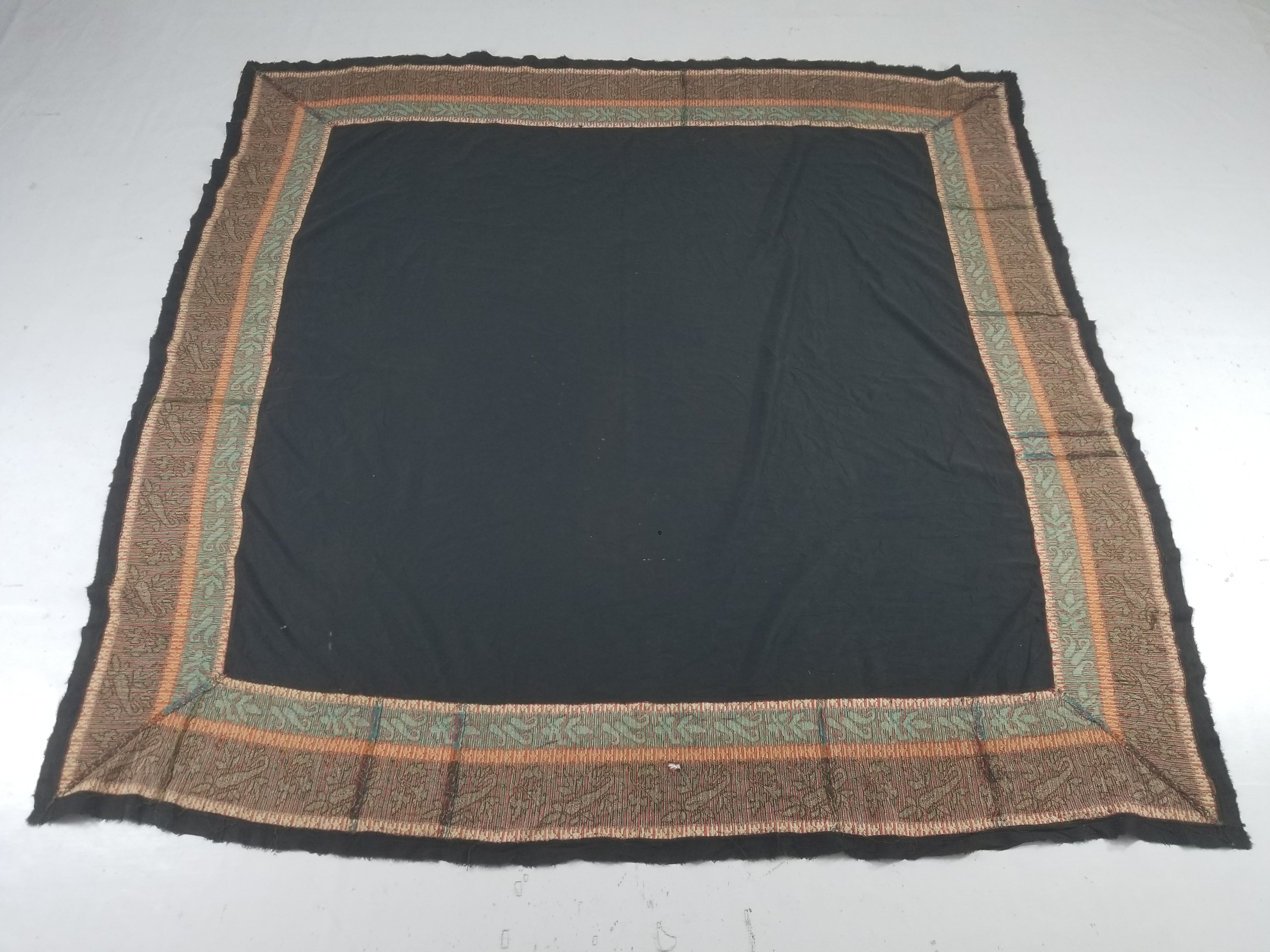 Antique Traditional Kashmiri Jamawar Style Paisley Wool Shawl 185x185cm