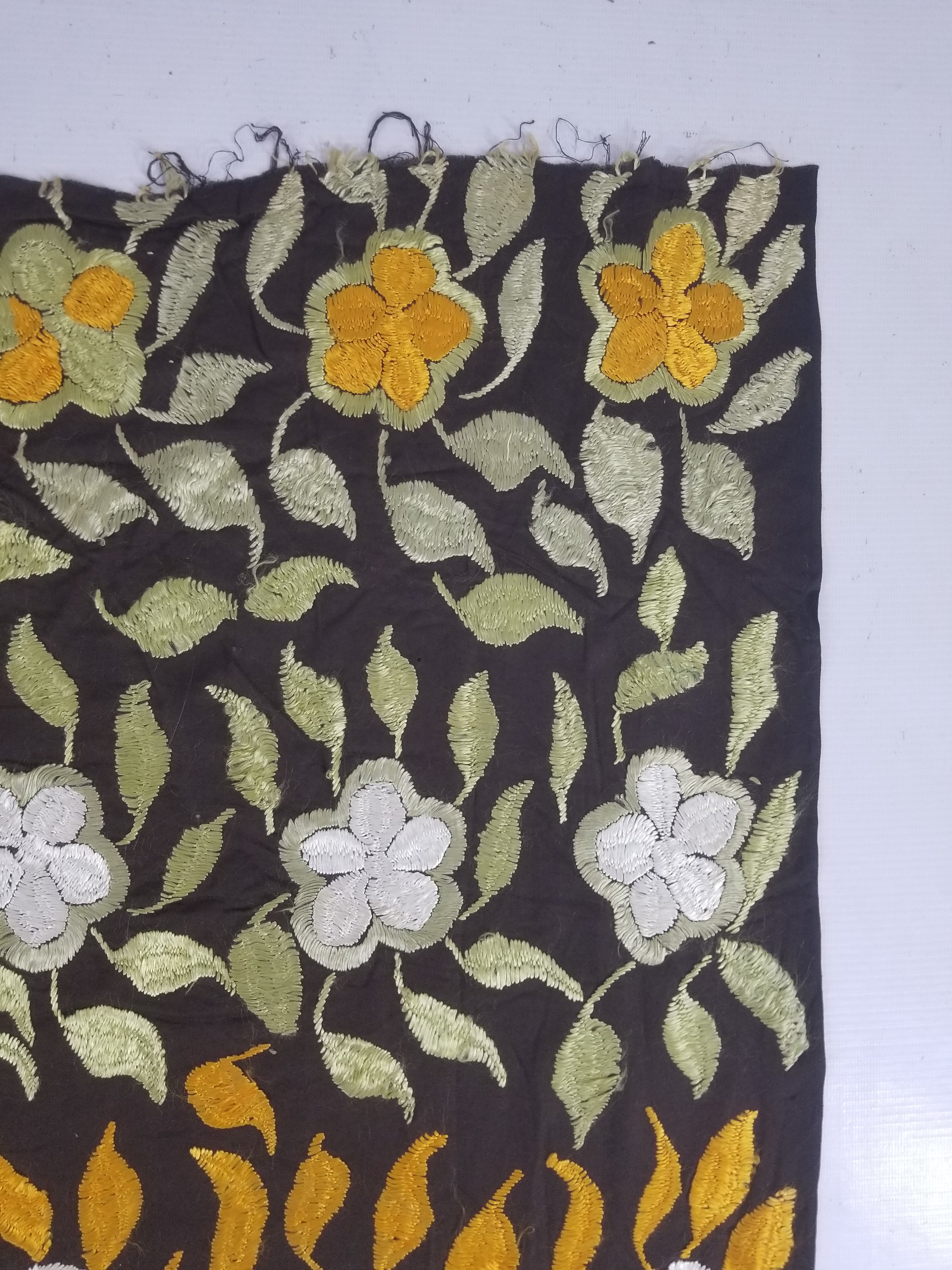 Vintage Suzani Style Floral Hand Embroidered Textile 128x80cm
