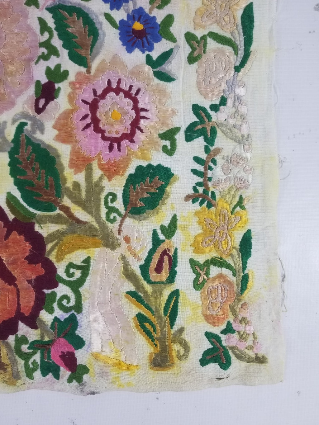 Antique Hunagrian Matyo Hand Embroidered Floral Textile 79x55cm