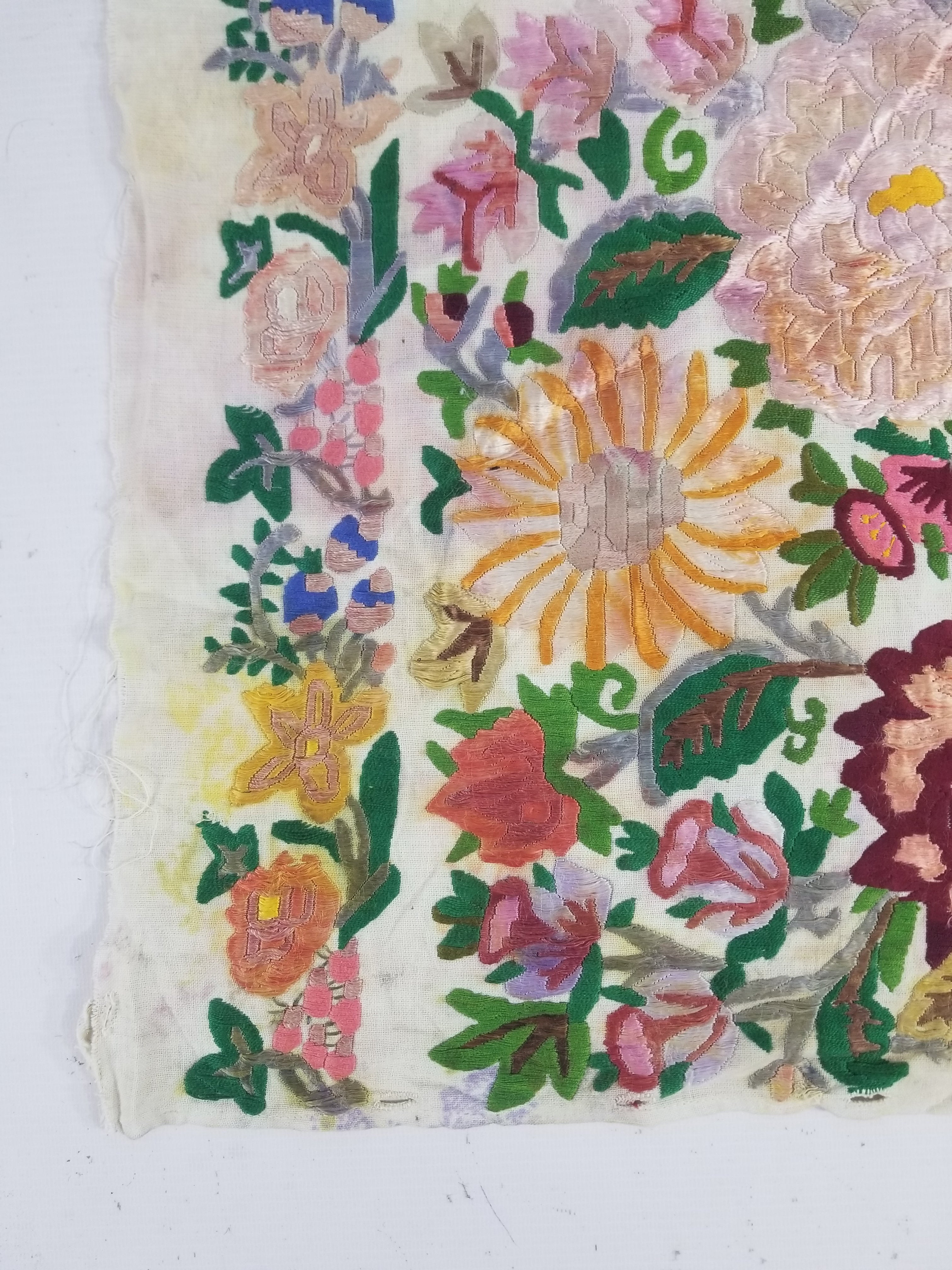 Antique Hunagrian Matyo Hand Embroidered Floral Textile 79x55cm