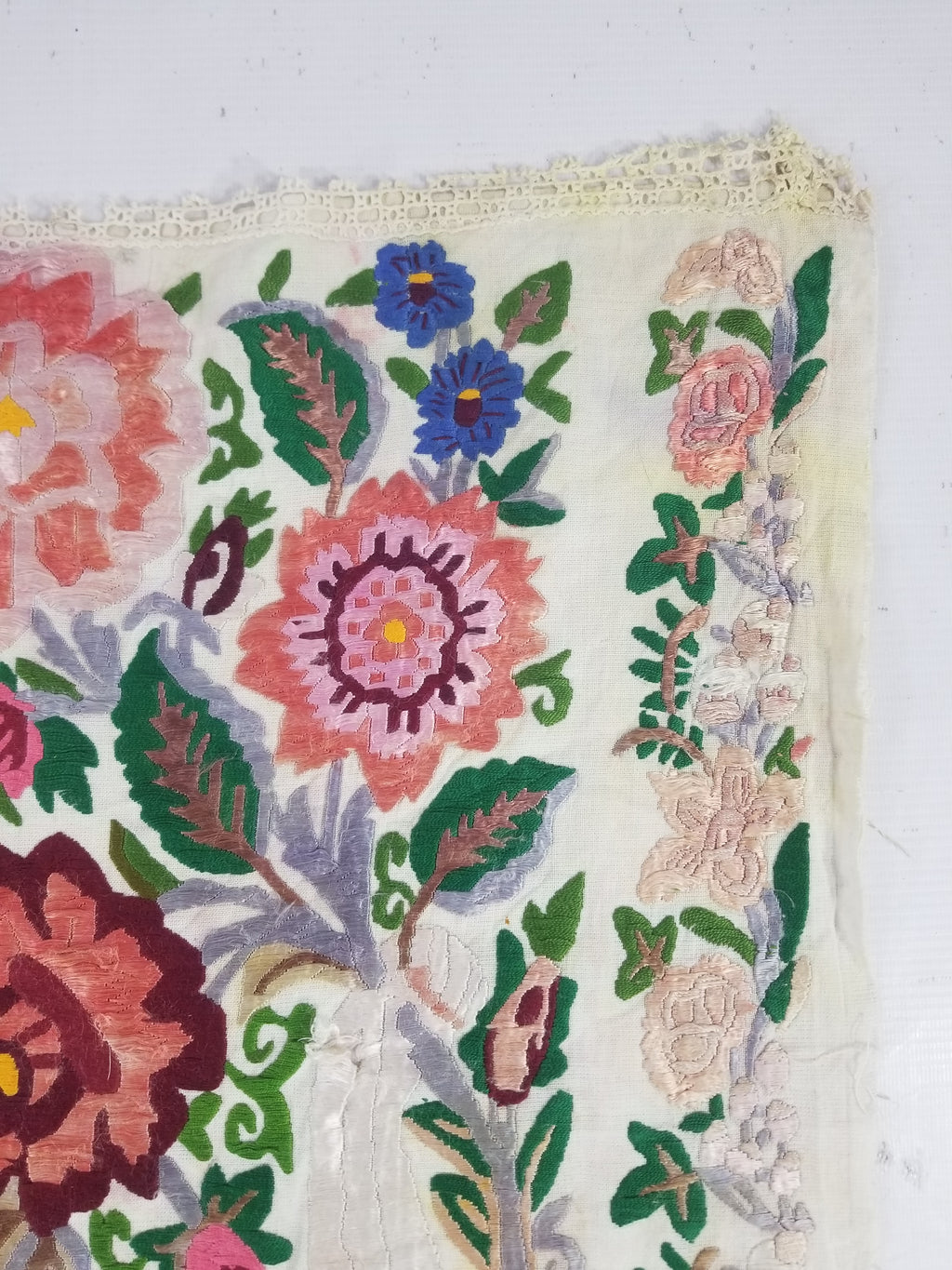 Antique Hunagrian Matyo Hand Embroidered Floral Textile 79x55cm