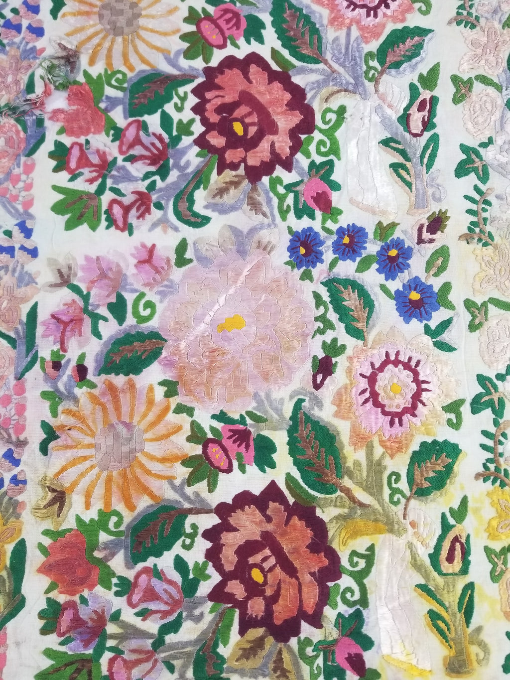 Antique Hunagrian Matyo Hand Embroidered Floral Textile 79x55cm