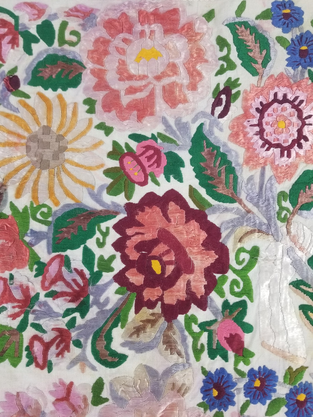 Antique Hunagrian Matyo Hand Embroidered Floral Textile 79x55cm